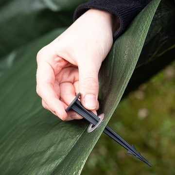 BooGardi Bodenanker Erdanker Kunststoff schwarz - Größe: 100 mm - Stückzahl: 100, für Unkrautvlies, zum Einschlagen, (100-St., 100 mm mit Kopf-Ø 25 mm), Erdnägel Zeltheringe Bodennägel Camping Gartenvlies Zelten Erdhaken