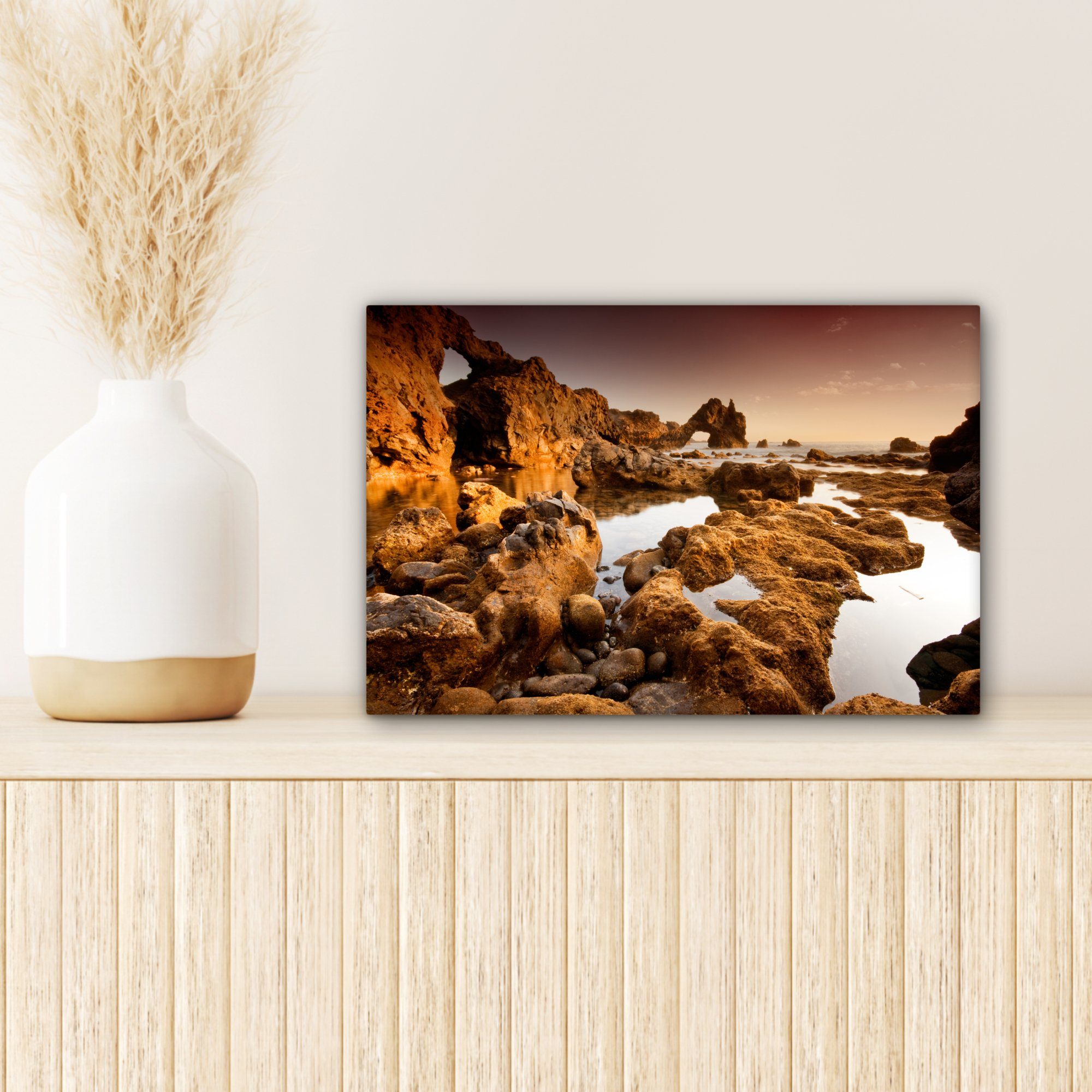 cm Gran Wandbild Wanddeko, Aufhängefertig, Canaria, 30x20 Leinwandbilder, Felsenküste Leinwandbild OneMillionCanvasses® von (1 St),
