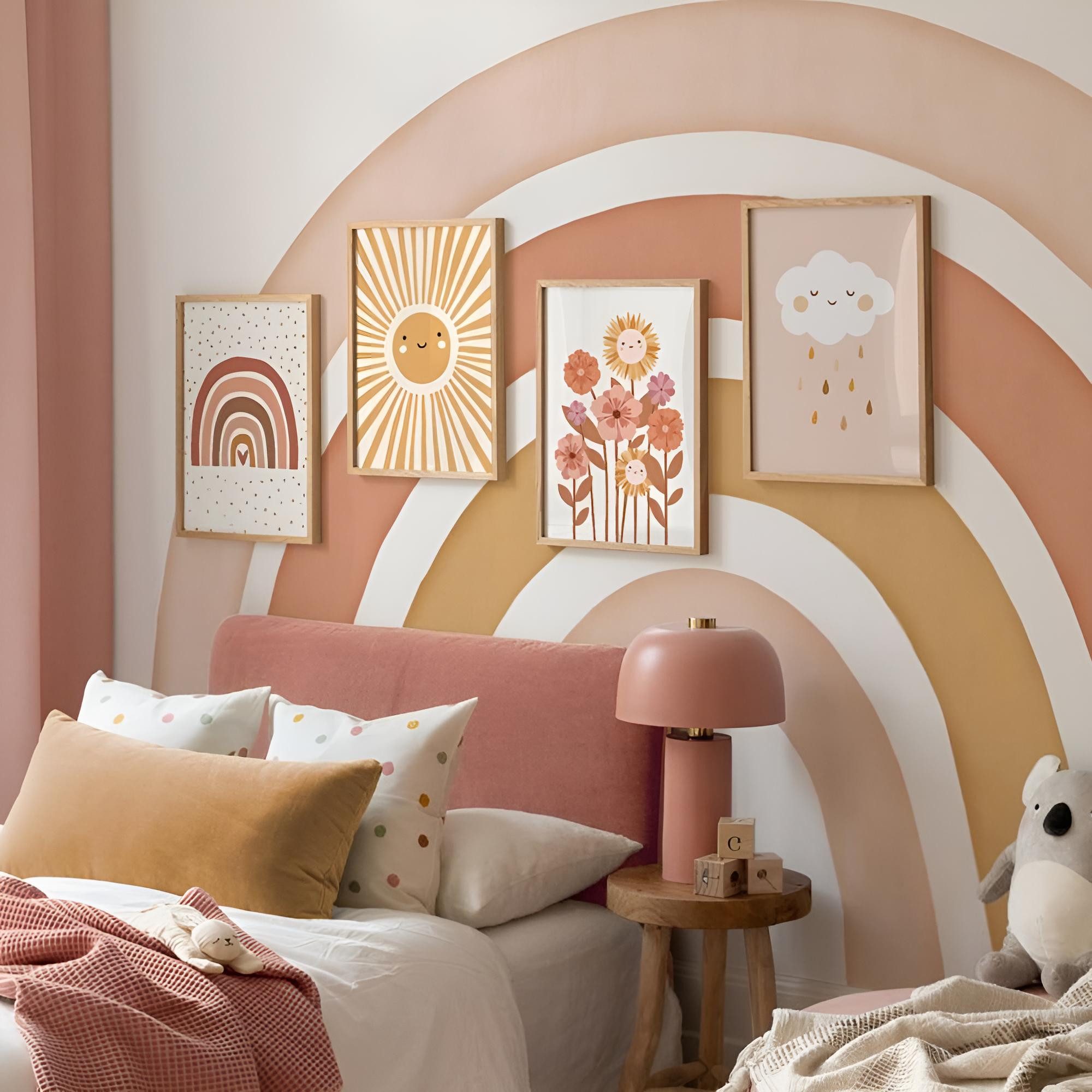 JUSTGOODMOOD Poster Premium ® Sonne Blumen Regenbogen Sonne Kinderzimmer, W günstig online kaufen