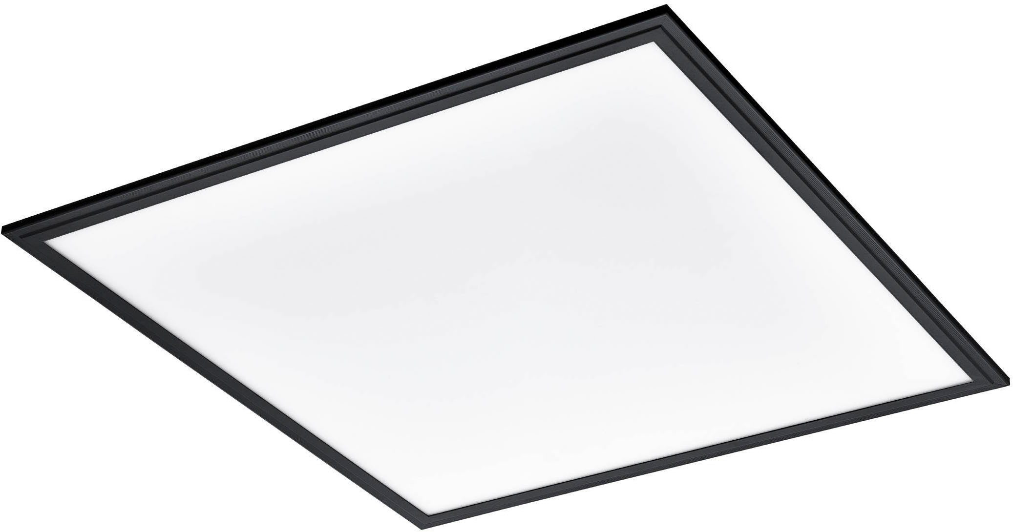 EGLO Deckenleuchte Salobrena 1 Deckenlampe, Aufbauleuchte, Kunststoff und Metall, Lampe, LED fest integriert, Neutralweiß, Wand-/Deckenleuchte - L59,5 x B59,5 x H5 cm - schwarz - 33W inkl.