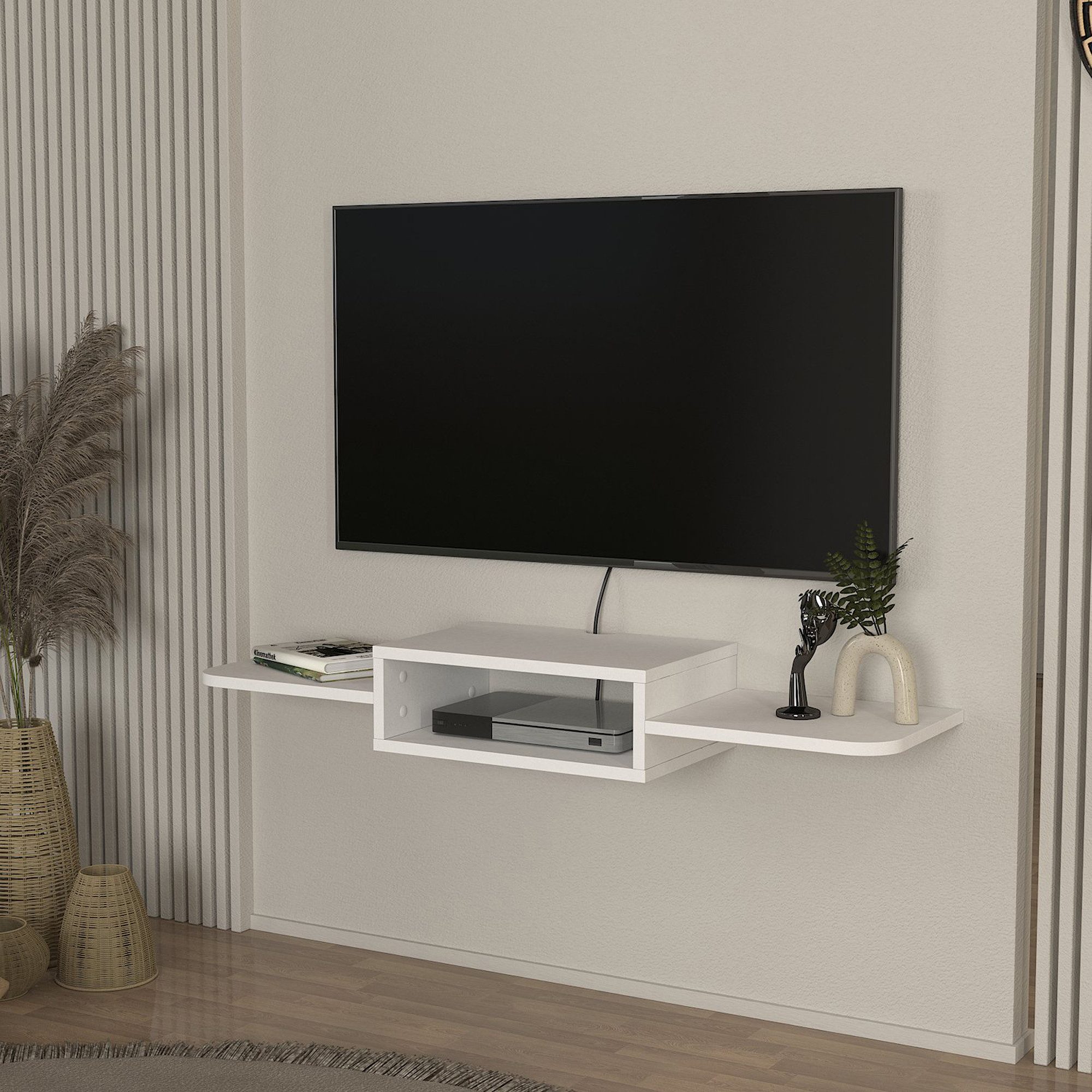 en.casa TV-Regal, »Tar« hängend 115 x 30 x 16 cm Weiß