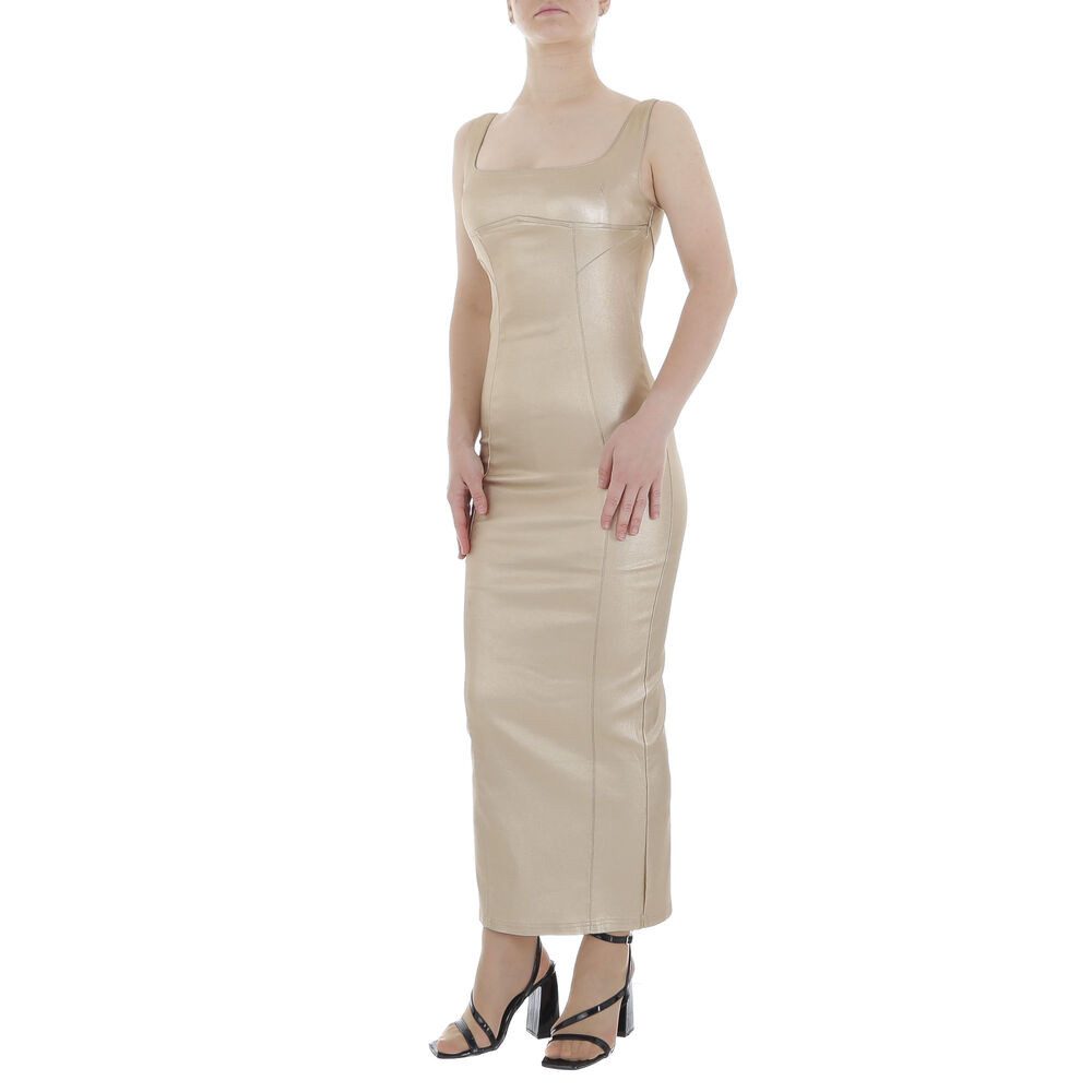 Ital-Design Partykleid Damen Party & Clubwear Pencil (86746066) Glitzer Glänzend Maxikleid in Gold