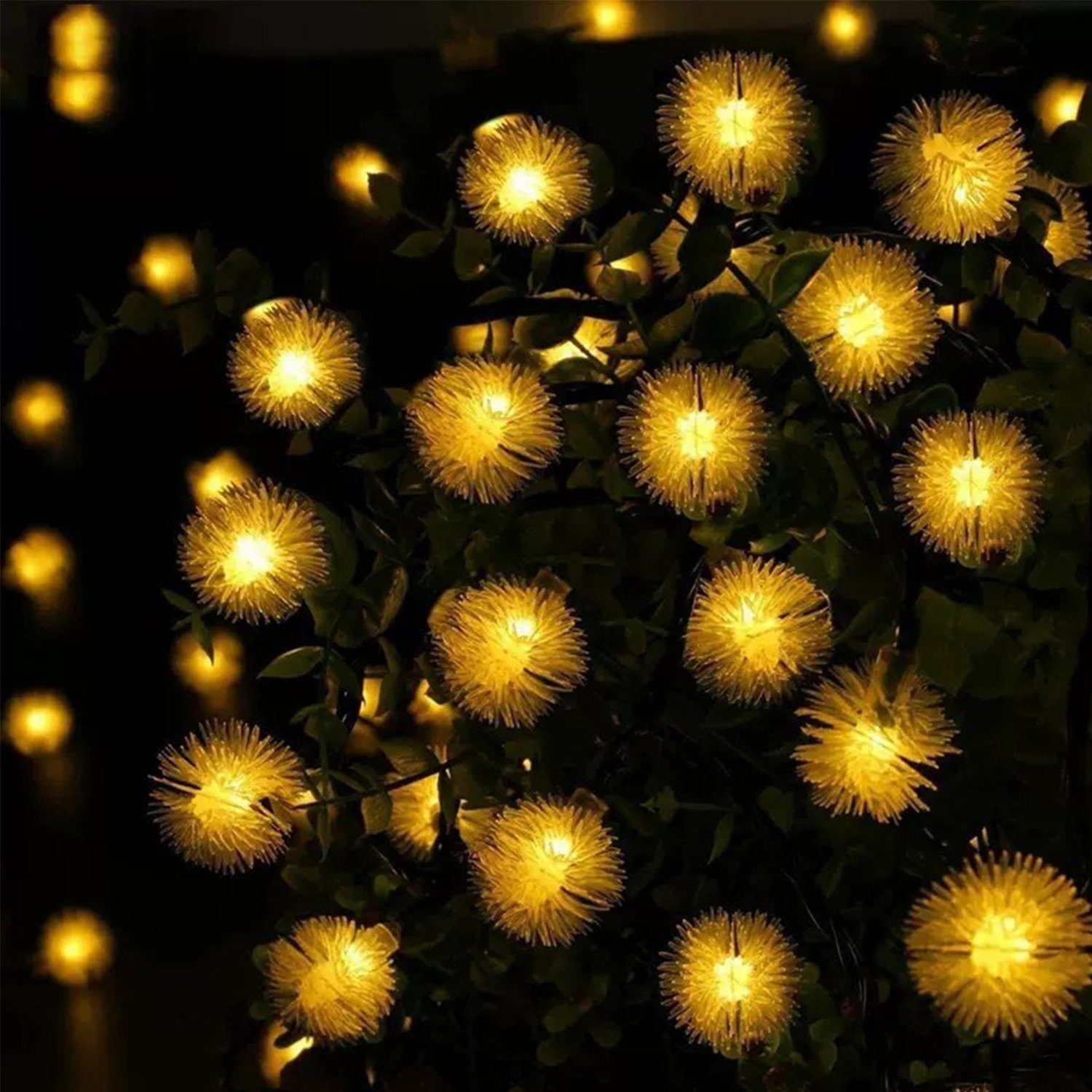 MAGICSHE Lichterkette 2pcs LED Solar Taraxacum Plüsch Ball Farbe Lampe, Lichter 6.5m 30, wasserdichter Entwurf IP65, Weihnachtsdekoration Warmweiß | Lichterketten