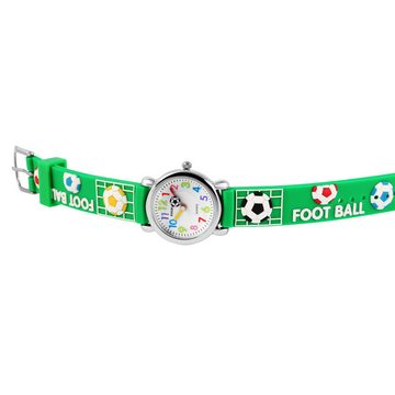 KARMA Quarzuhr Kinderuhr Fußball grün Jungenuhr Mädchenuhr, Armbanduhr analog Kinder Kicker Sport