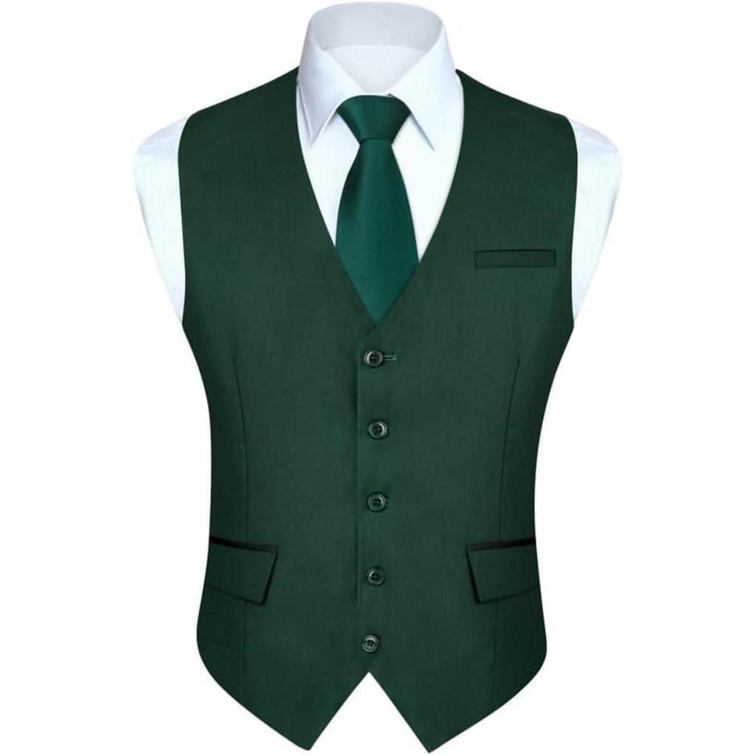 LuxusKollektion Krawatte Anzugweste Herren Hochzeit Businessweste Smoking Taschen Grün-1 4XL