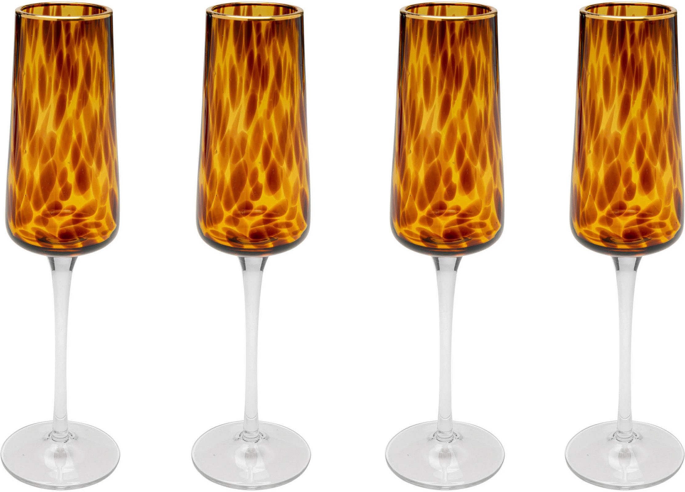 Kare Design Glas Caramel, 4-tlg., Glas, Longdrink-, Wein-, Sekt- oder Wasserglas