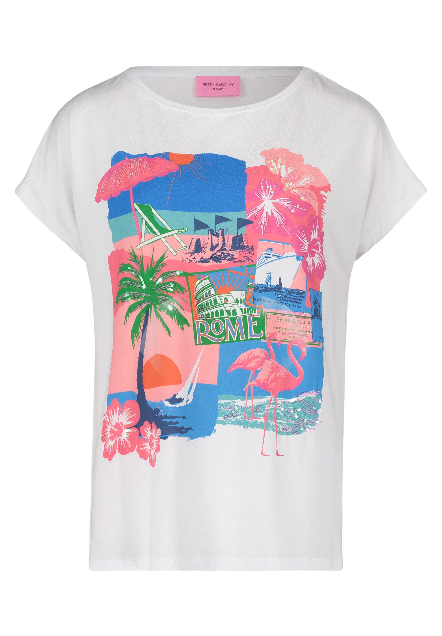 Betty Barclay Kurzarmshirt Damen Basic Shirt mit Aufdruck (1-tlg) Paillette günstig online kaufen