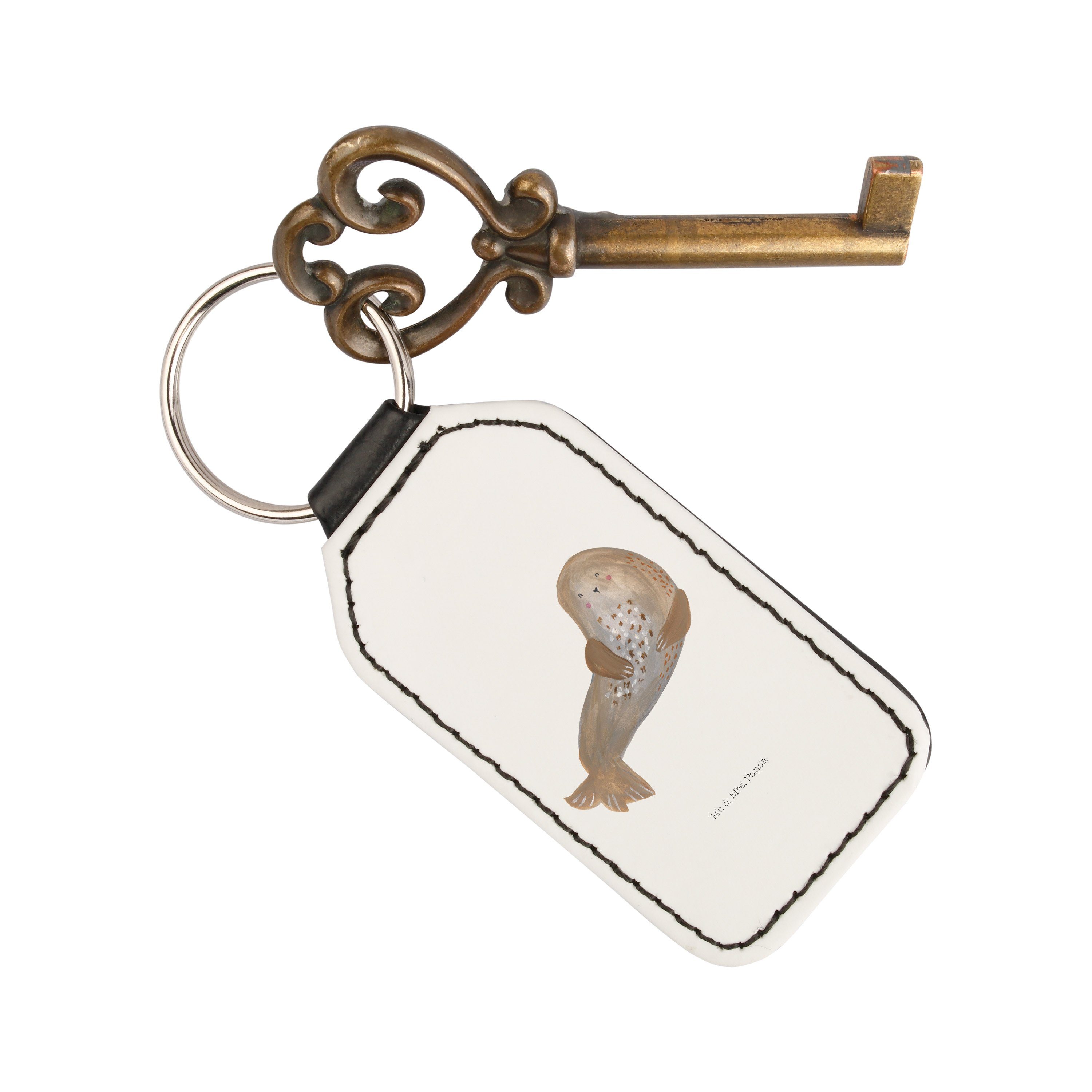 Schlüsselanhänger - - Geschenk, Tasc Schlüsselanhänger, lachend Schutzengel, Mrs. Mr. & (1-tlg) Robbe Panda Weiß