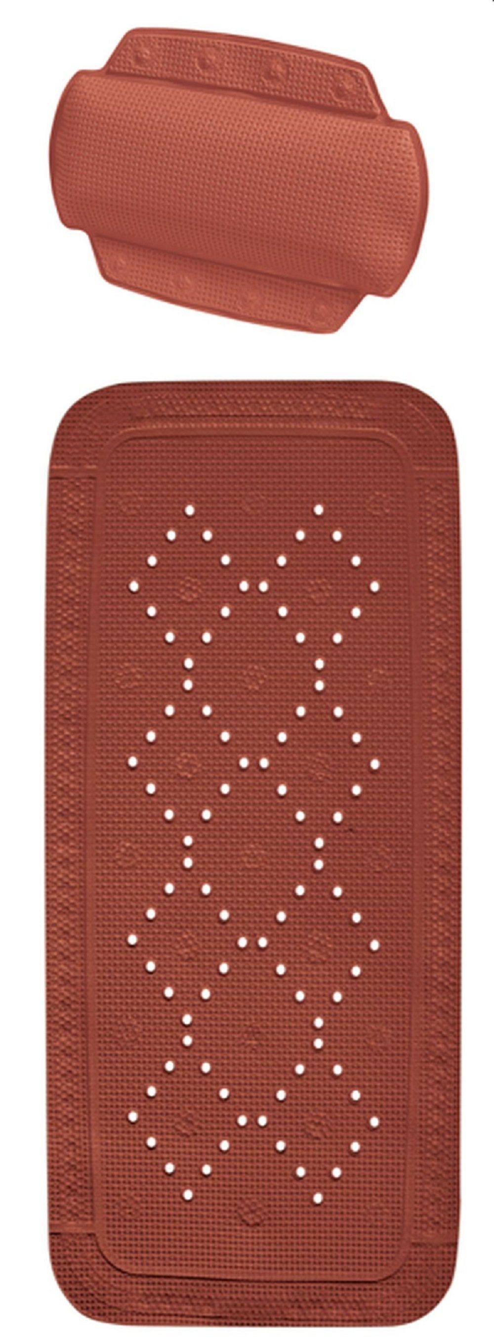 spirella Wanneneinlage Set ALASKA, 2-tlg., bestehend aus: Wanneneinlage 91x 36 cm, Nackenkissen 32x23 cm, Dusch- und Wanneneinlage + gepolstertes Kissen, PVC, mit Saugnäpfen, rutschfest, antibakteriell, waschbar - in vielen Farben erhältlich