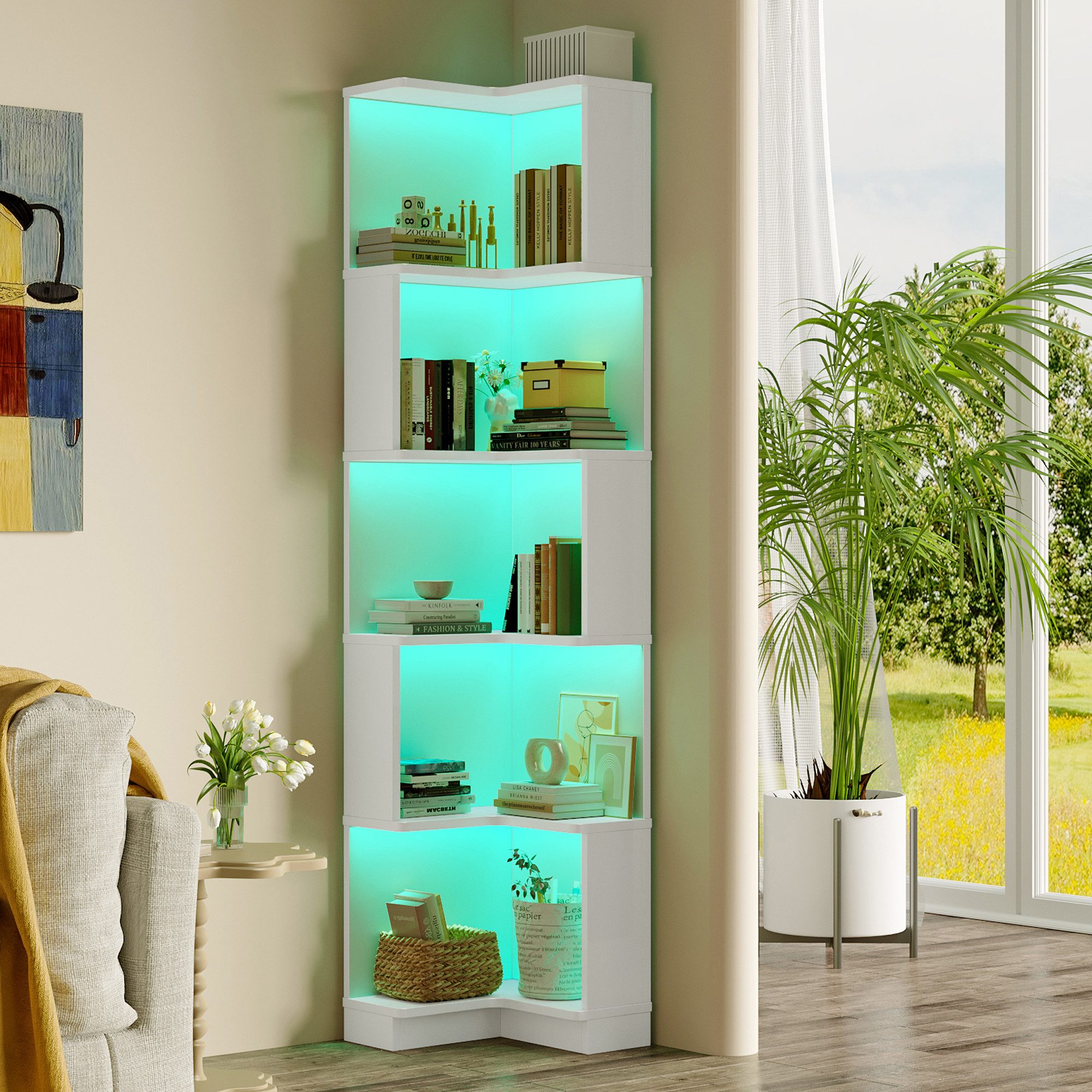 Furnishings Home Bücherregal Eckbücherregal mit LED günstig online kaufen