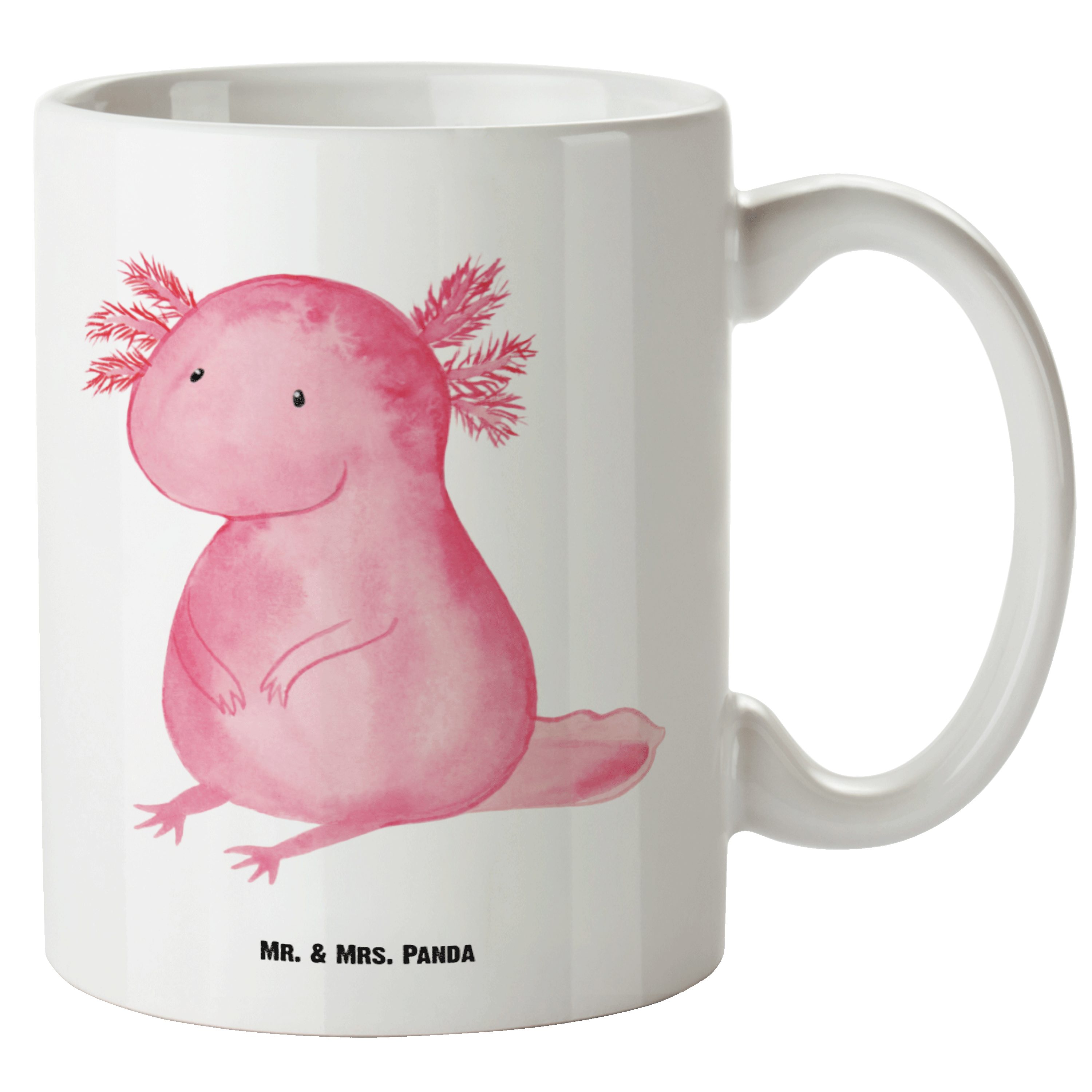 Mr. & Mrs. Panda Tasse Axolotl - Weiß - Geschenk, Groß, Jumbo Tasse, Lebensstil, Molch, Groß, XL Tasse Keramik