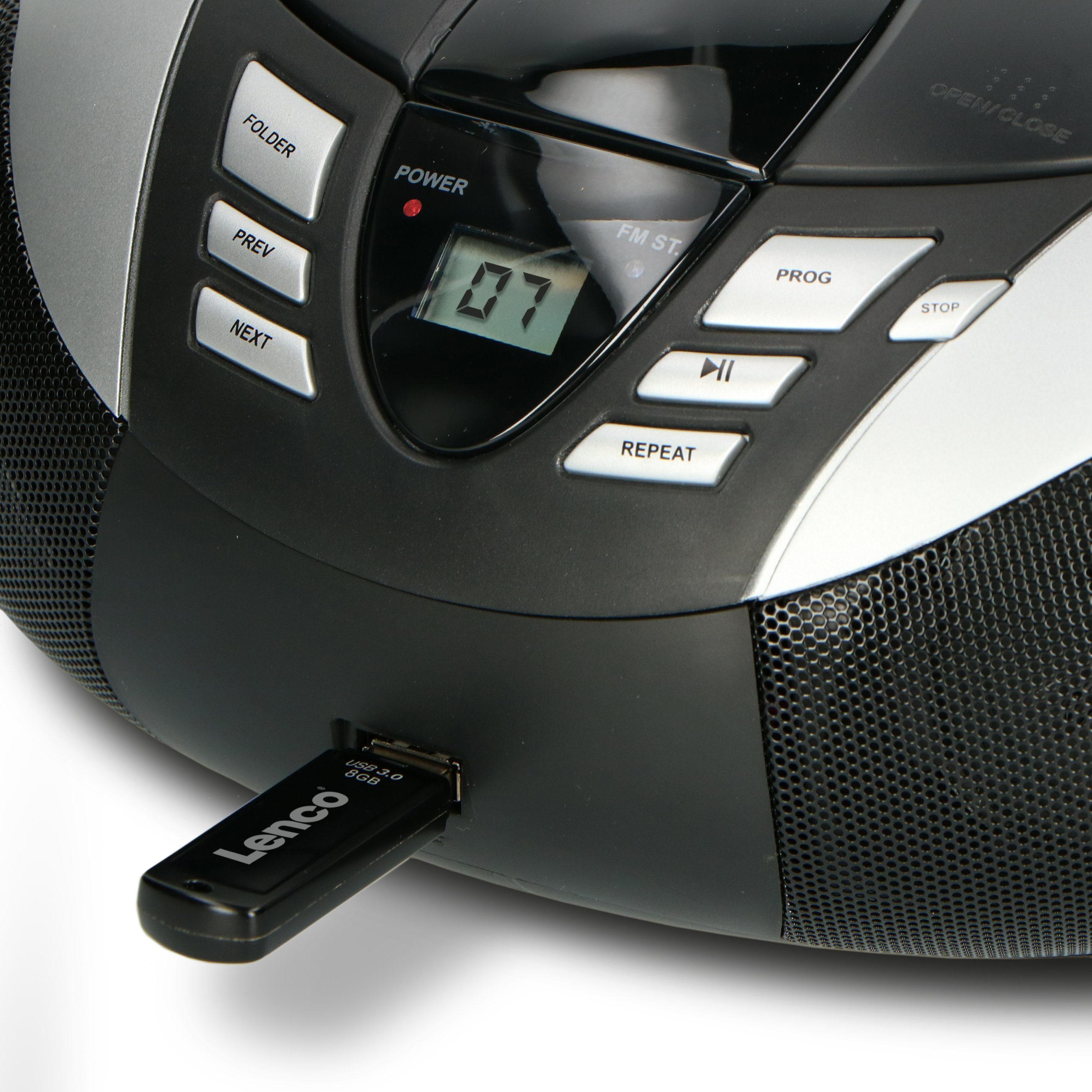 Lenco SCD-37 Schwarz-Grau Silver (FM) CD-Radiorecorder USB