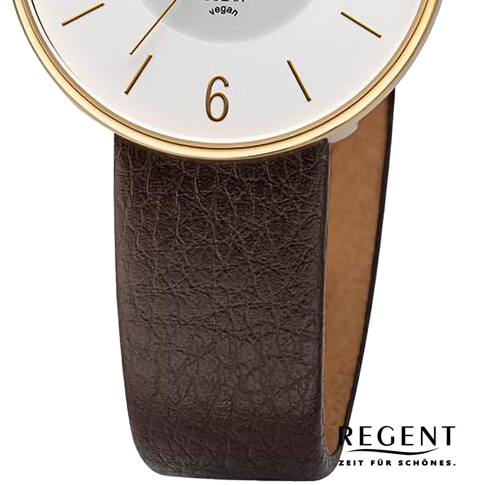 Regent Digitaluhr Regent Damen Armbanduhr Analog, (Analoguhr), Damen Armbanduhr rund, extra groß (ca. 33mm), Lederarmband