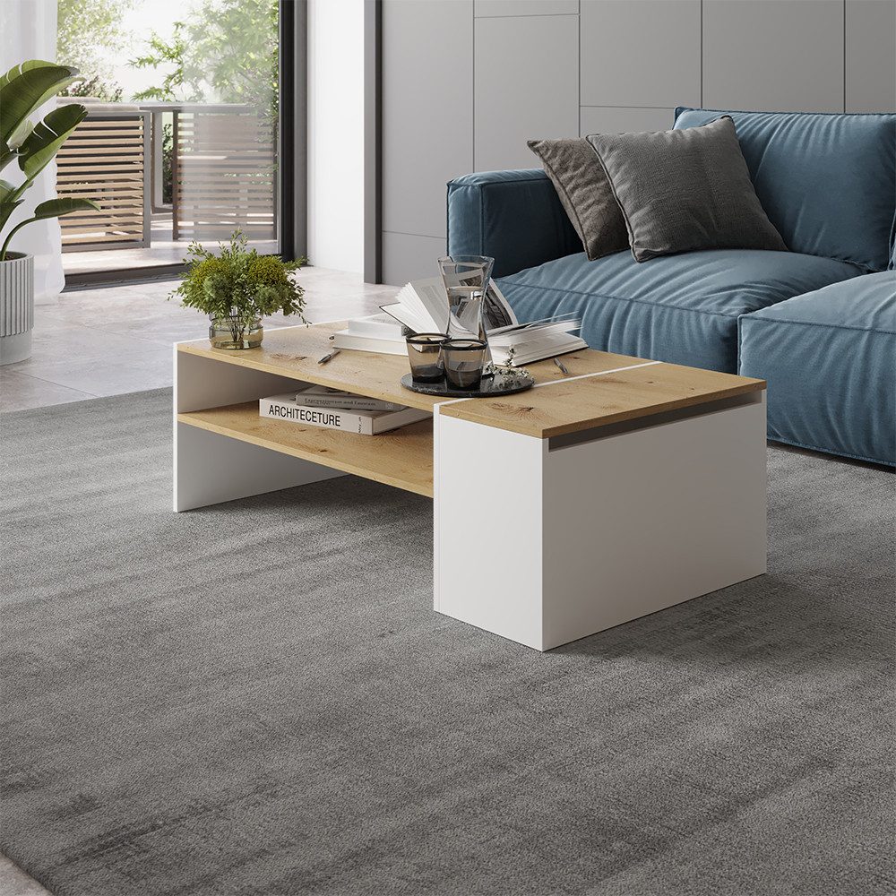 Vicco Couchtisch Rubby, Artisan Eiche/Weiß, 110 x 60 cm günstig online kaufen