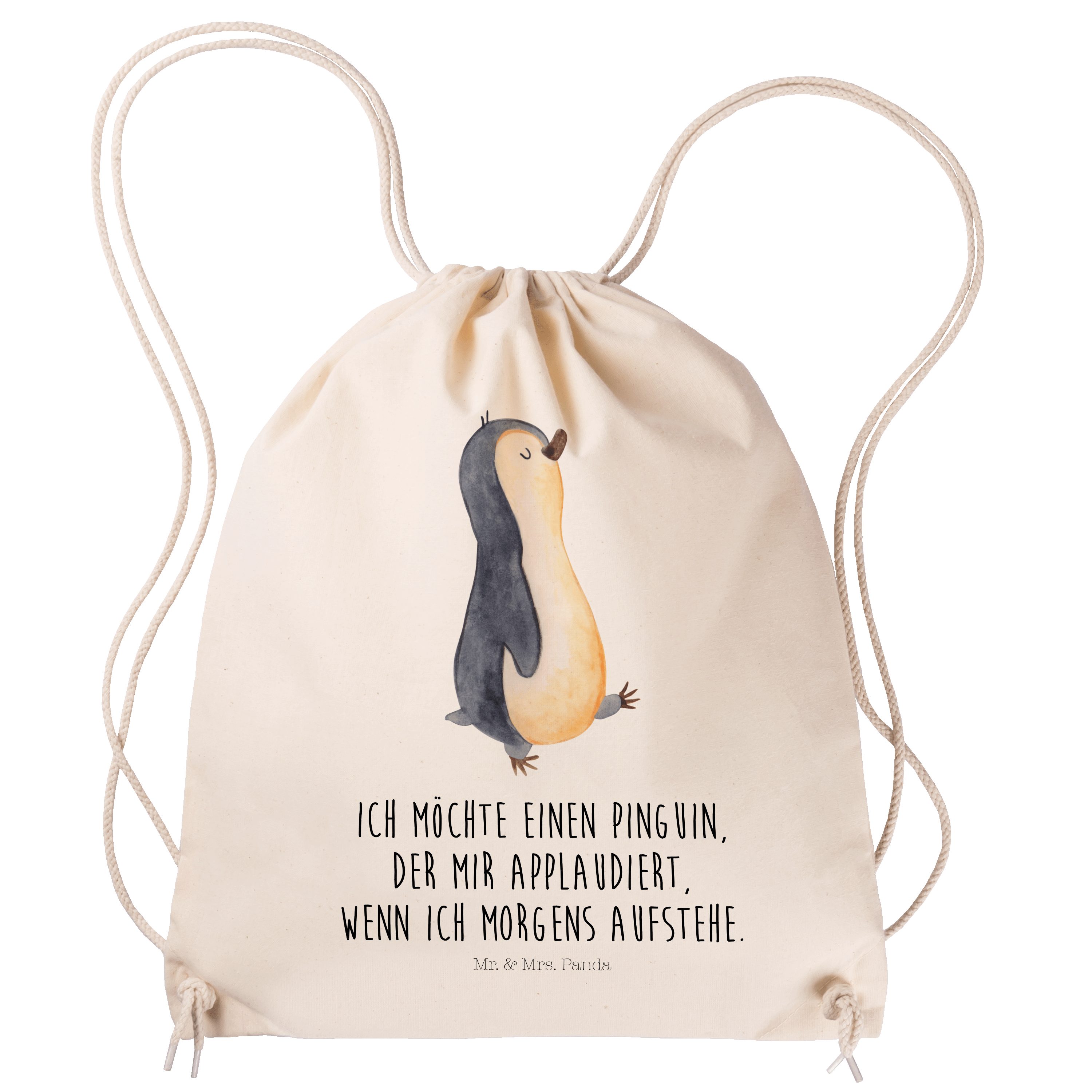 Mr. & Mrs. Transparent marschierend - Pinguin Sporttasche Geschenk, Panda (1-tlg) Stoffbeutel, - Pinguine