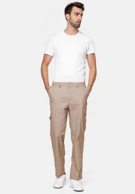 Egomaxx Stoffhose Cargo Stoff Hose Straight Leg Chino Freizeit Pants aus Baumwolle 4221 in Hellbraun