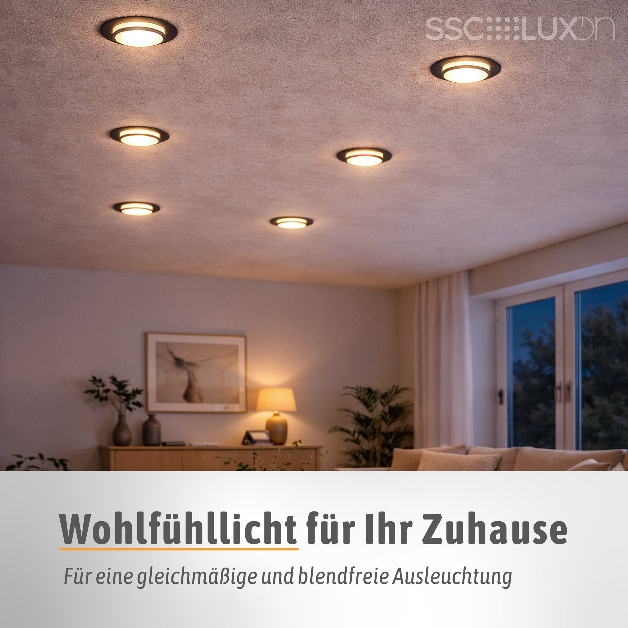 SSC-LUXon LED Einbaustrahler LAGO Einbauleuchte schwarz LED Lampe 3in1 drei Lichtfarben Deckenlampe, Neutralweiß, Warmweiß, Tageslichtweiß