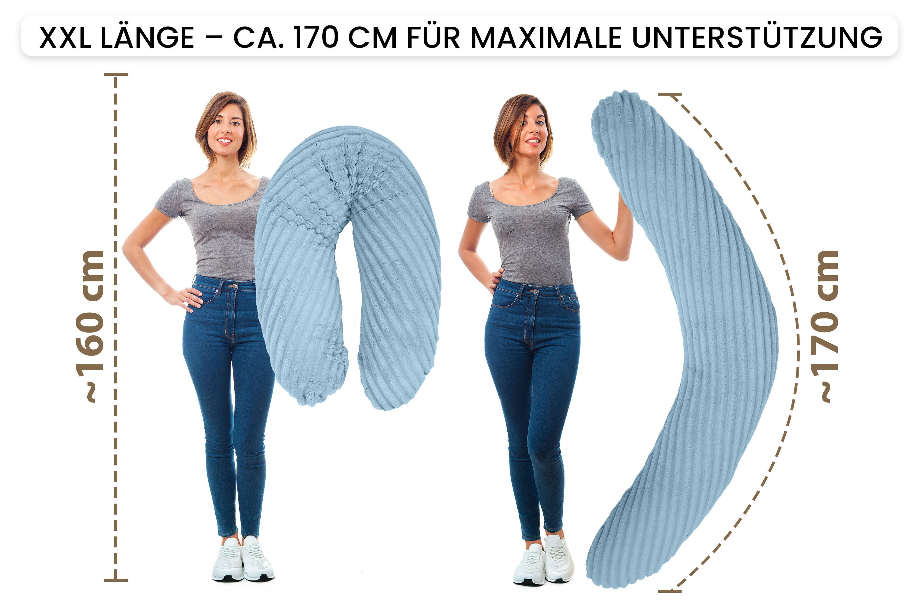 Amilian Stillkissen XXL 170 cm Schwangerschaftskissen Seitenschläferkissen U-Form, mit Bezug, weiche Füllung, geräuscharm, formstabil