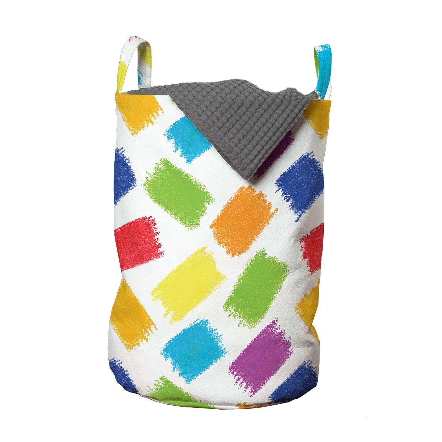 Abakuhaus Wäschesäckchen Wäschekorb mit Griffen Kordelzugverschluss für Waschsalons, Abstrakt Childish Crayon Scribbles