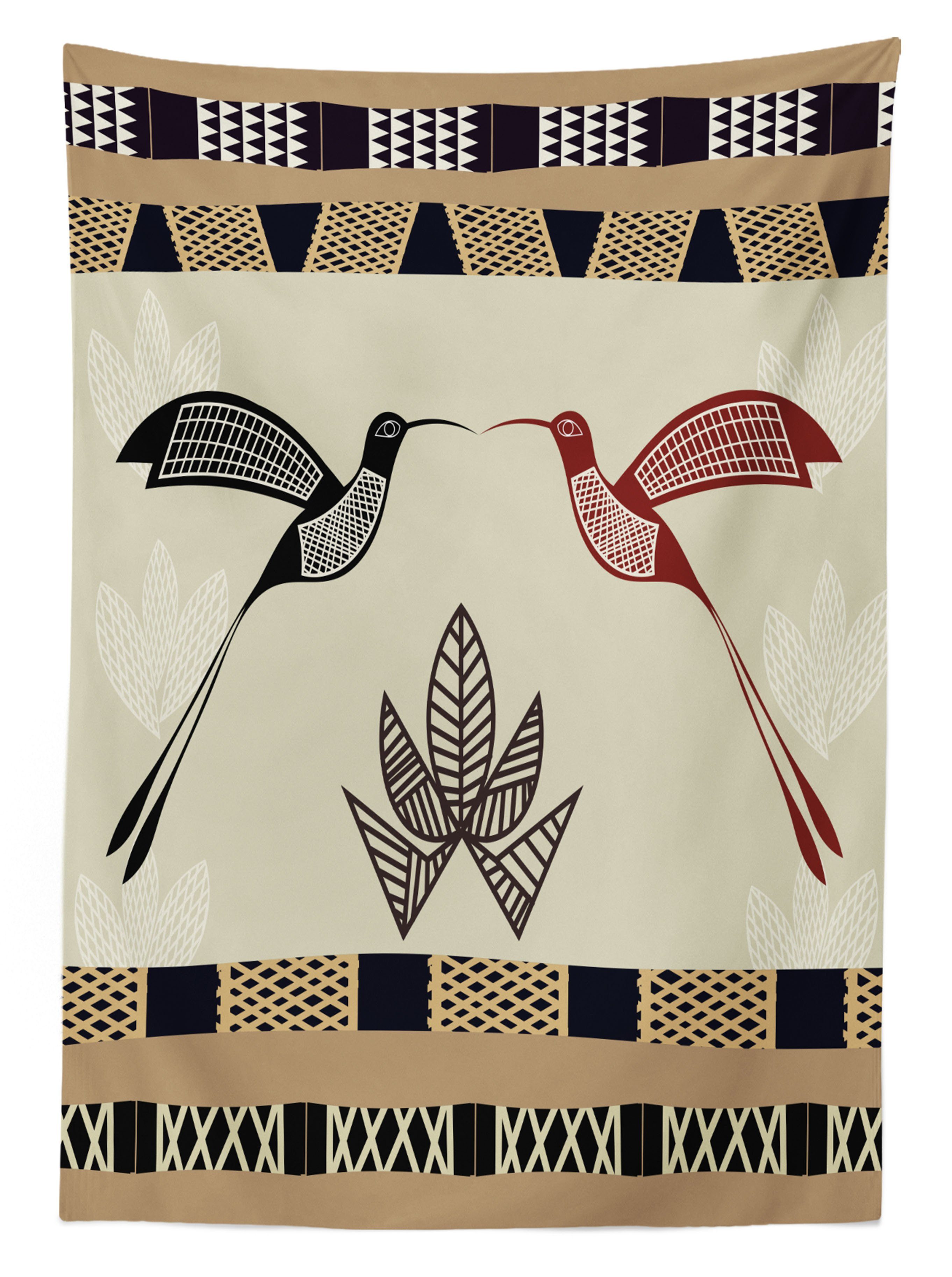 Abakuhaus Stammes Klare den Farbfest geeignet Bambusblatt-Vogel-Kunst Für Tischdecke Außen Farben, Waschbar Bereich