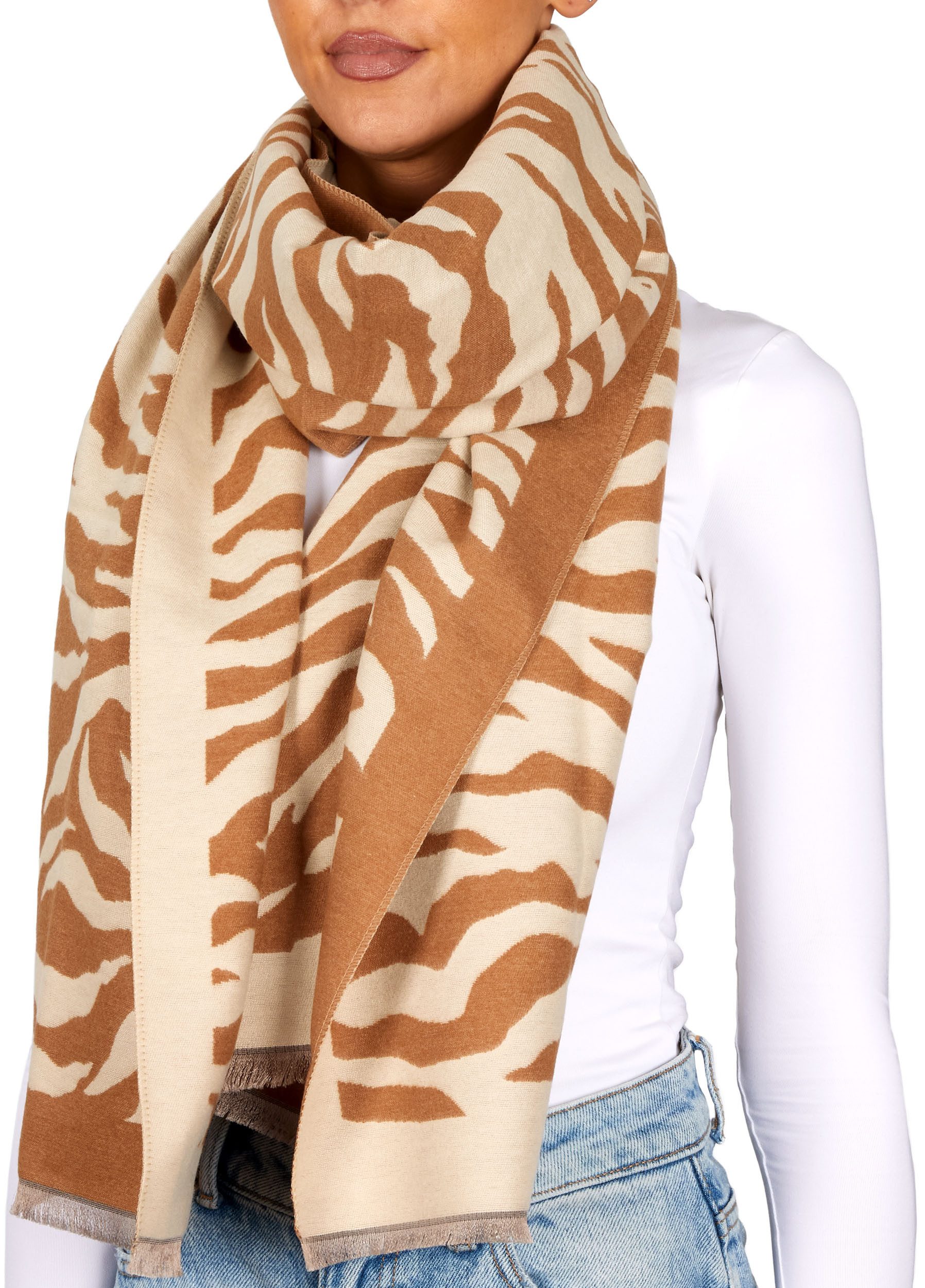 BRUBAKER Schal Cashmirillo Damenschal mit Zebra Muster - 70 x 200 cm - Warm günstig online kaufen