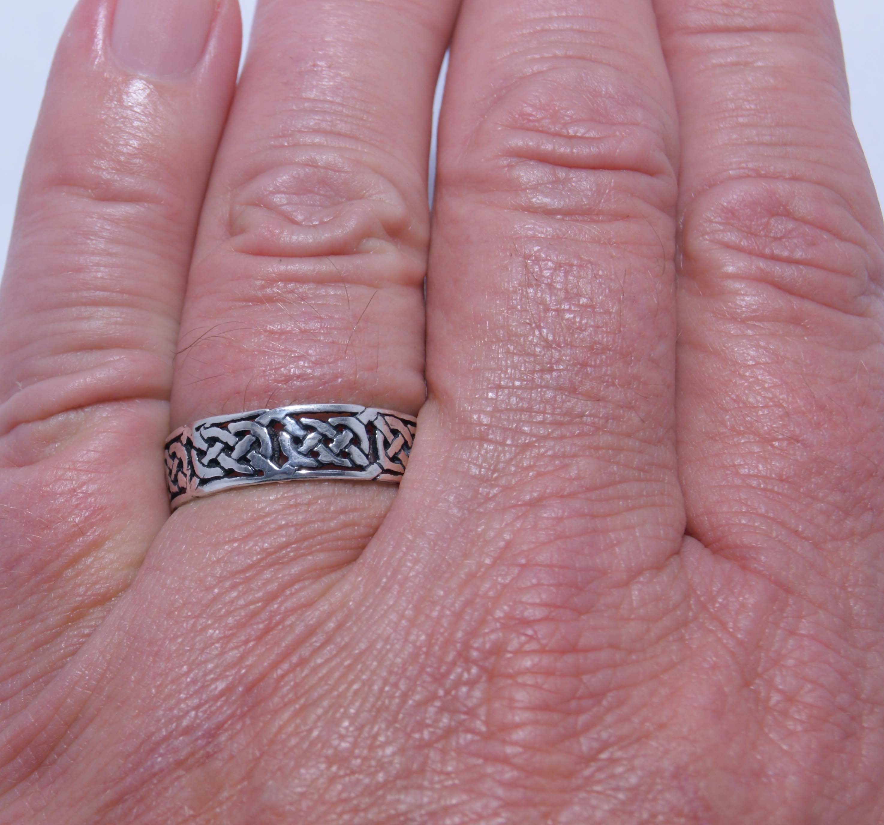 46-74 Fingerring Leather Knoten Silber of Gr. Kiss Keltenknoten Silberring 925 keltische Ring