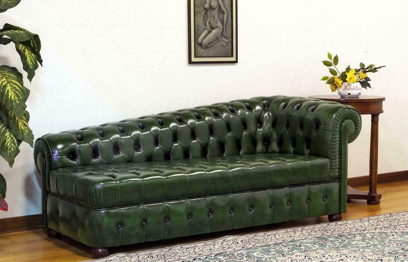 Grün Sofa Couch JVmoebel Chesterfield Liege Chaiselongues Chesterfield-Sofa,