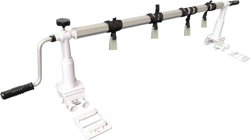 CARIBIC Pool-Abdeckplane Pool Aufrollvorrichtung EASY Aufroller Solarfolie Poolabdeckung, 1-6 Meter Fahrbar Einstellbar Gratis Thermometer