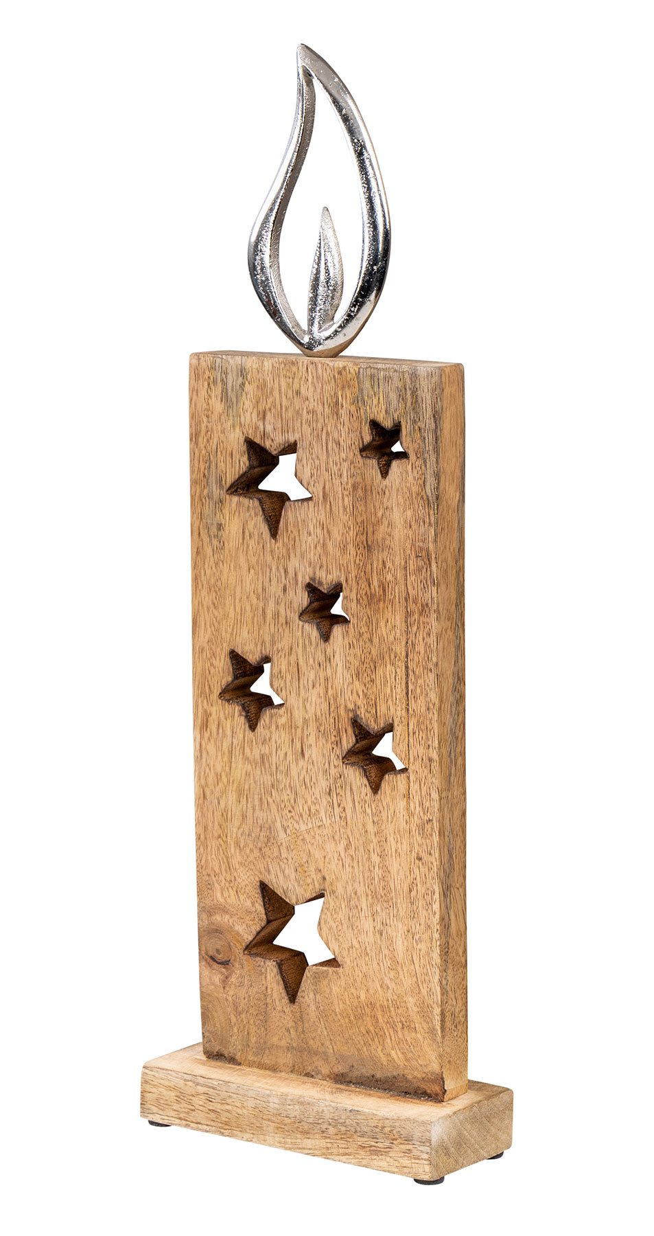 Levandeo® Weihnachtsfigur, Weihnachtsdeko Kerze Mangoholz H46cm Deko Aufste günstig online kaufen