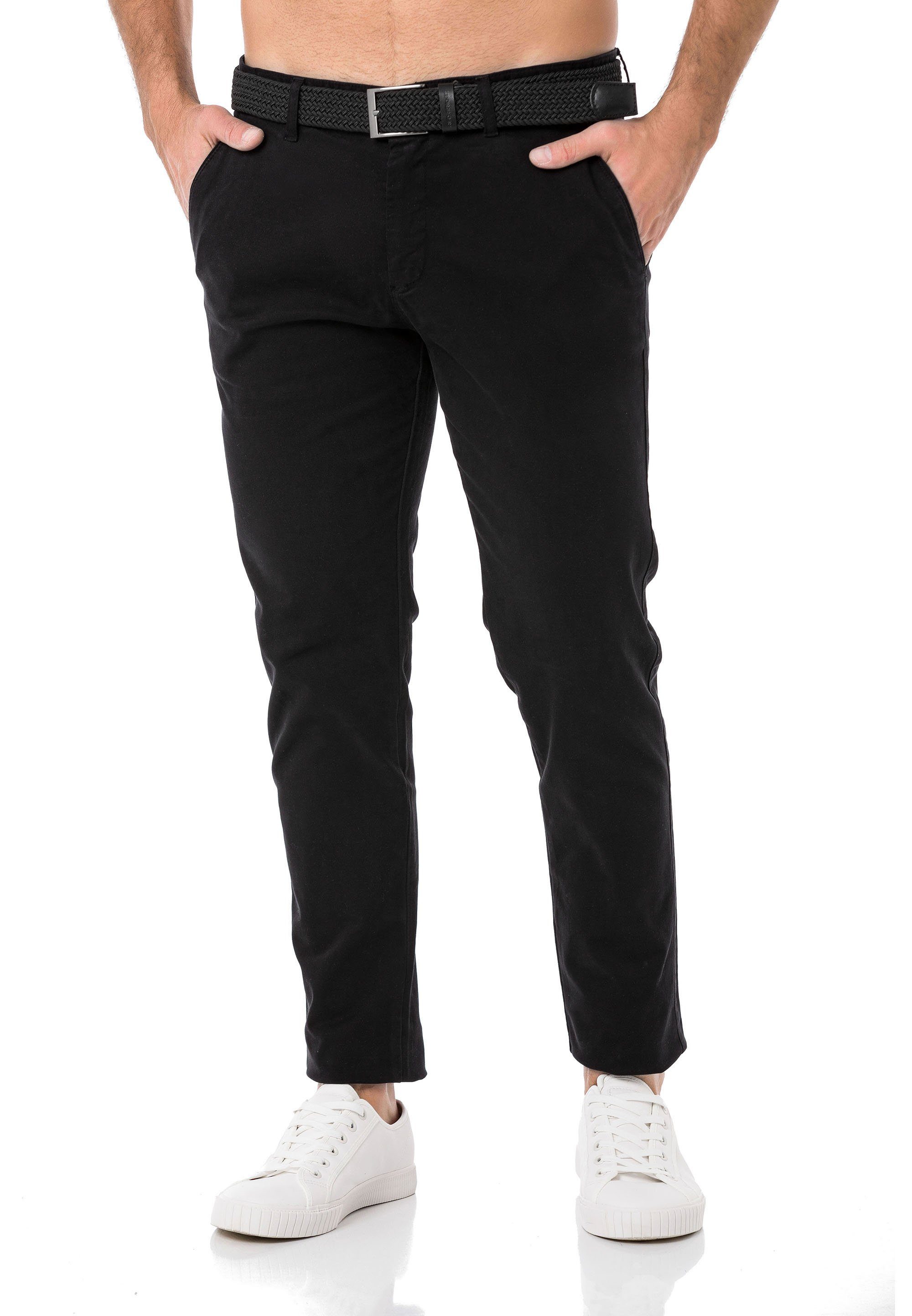 mit Hose Chino Pants Schwarz Chinohose RedBridge Gürtel