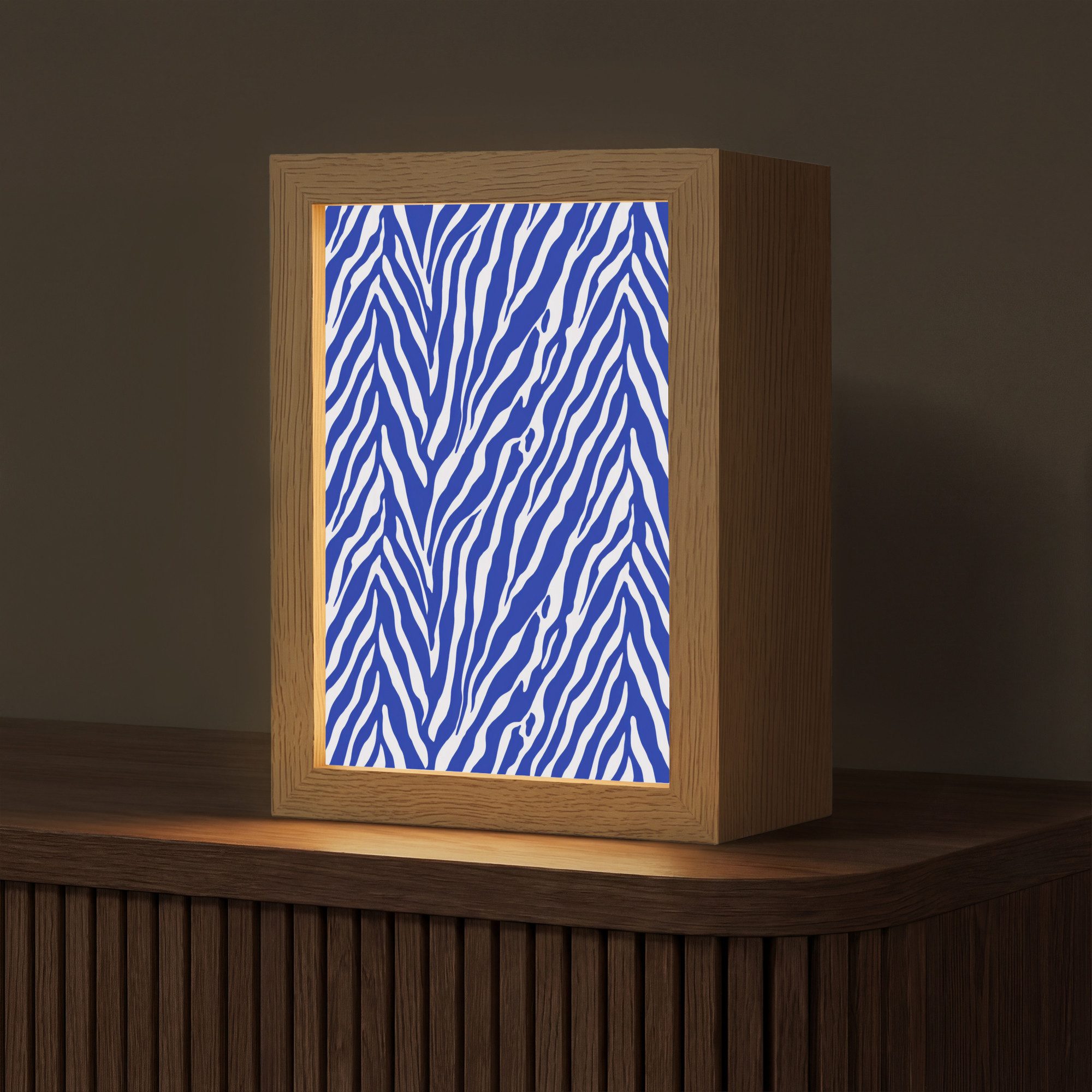 OnlyWow Tischleuchte Lightbox Zebra - Muster - Kobalt - Blau, Dimmbar, Farbwechsel, LED, Warmweiß, Kaltweiß, Neutralweiß Einstellbar, Tischlampe, Schreibtischlampe, Desk, Dimmbar, mit Kabel, LED