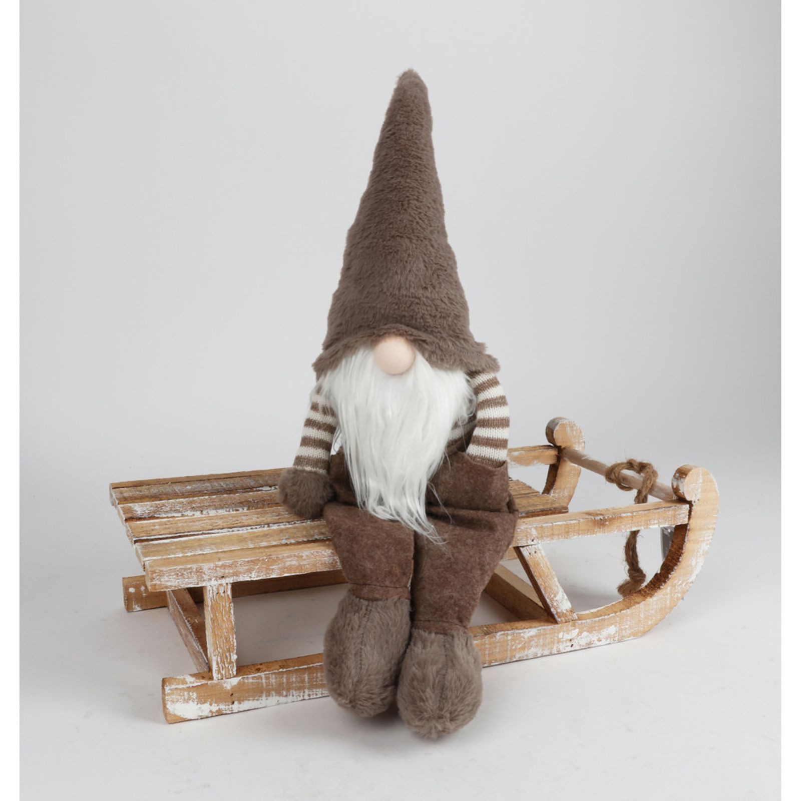 BURI Dekofigur Weihnachtswichtel Kantenhocker 66cm mit Filzhose Weihnachtsfigur Deko