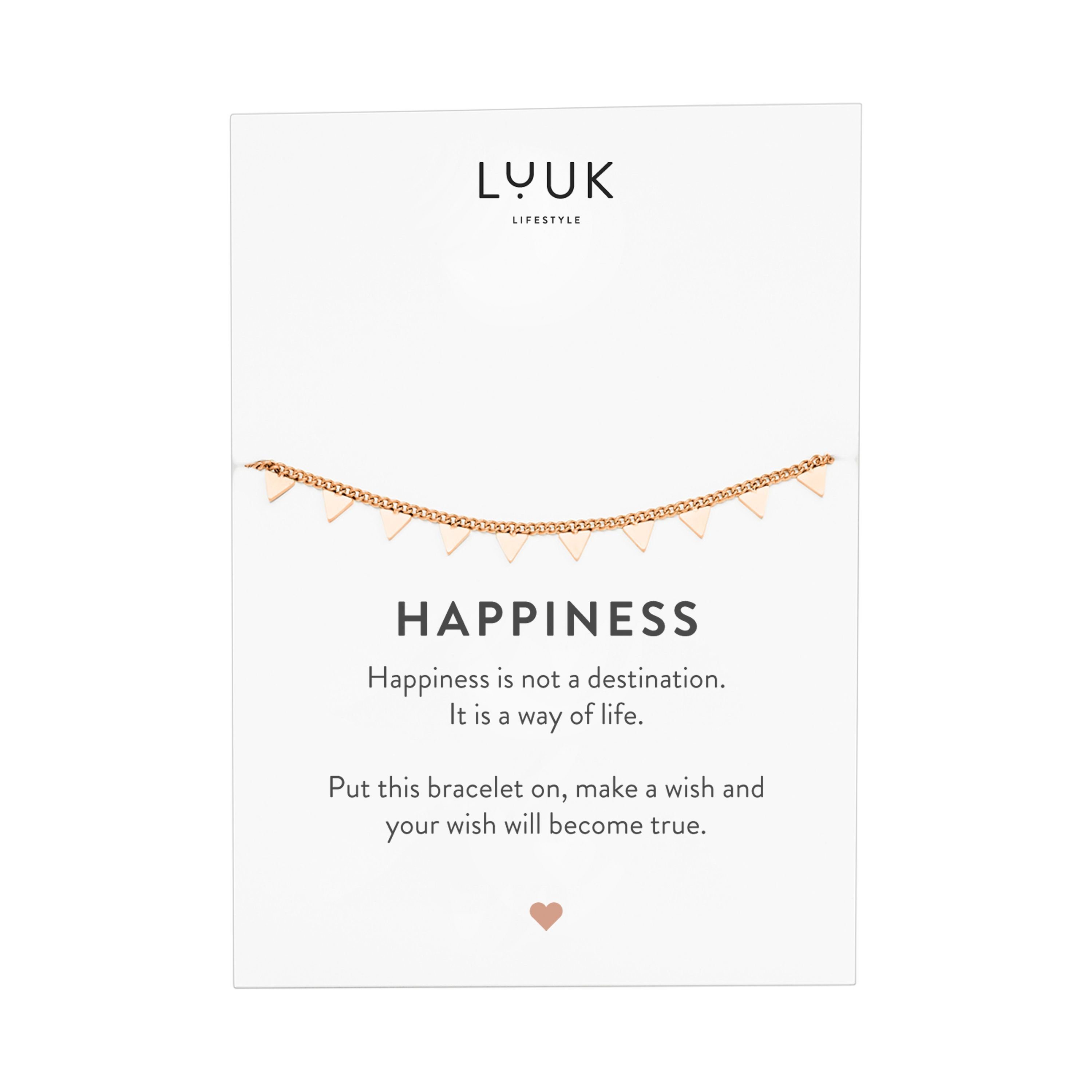 LUUK LIFESTYLE Edelstahlarmband Triangle-Coins, mit Happiness Spruchkarte