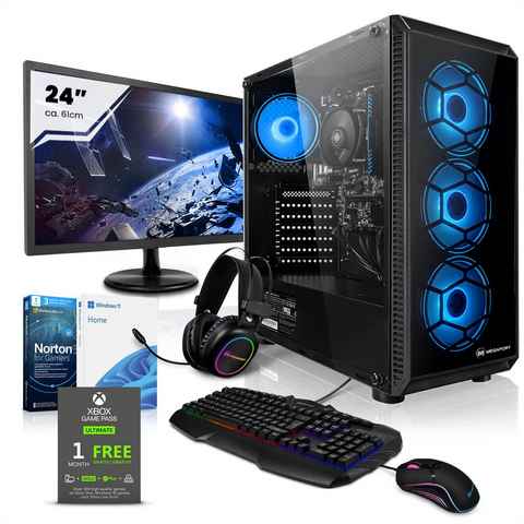 Megaport Gaming-PC-Komplettsystem (24", AMD Athlon 300GE 2x 3.40GHz, AMD Radeon Vega 3, 8 GB RAM, 240 GB SSD, Windows 11)
