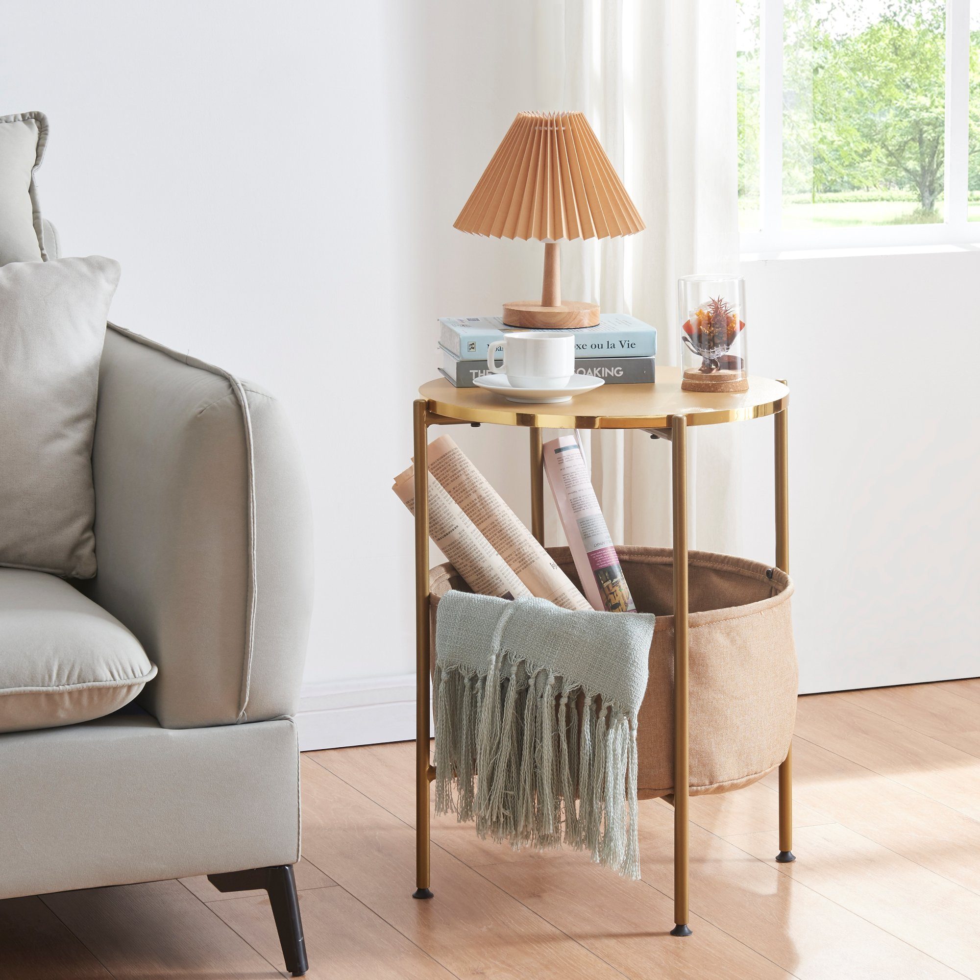en.casa Beistelltisch, »Suonenjoki« Kaffetisch 59x47cm Goldfarben günstig online kaufen
