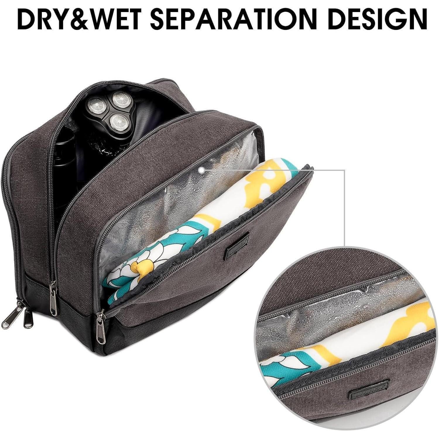 LuxusKollektion Kulturbeutel Kulturtasche Herren Reise Canvas wasserabweisend vegan Dunkelgrau