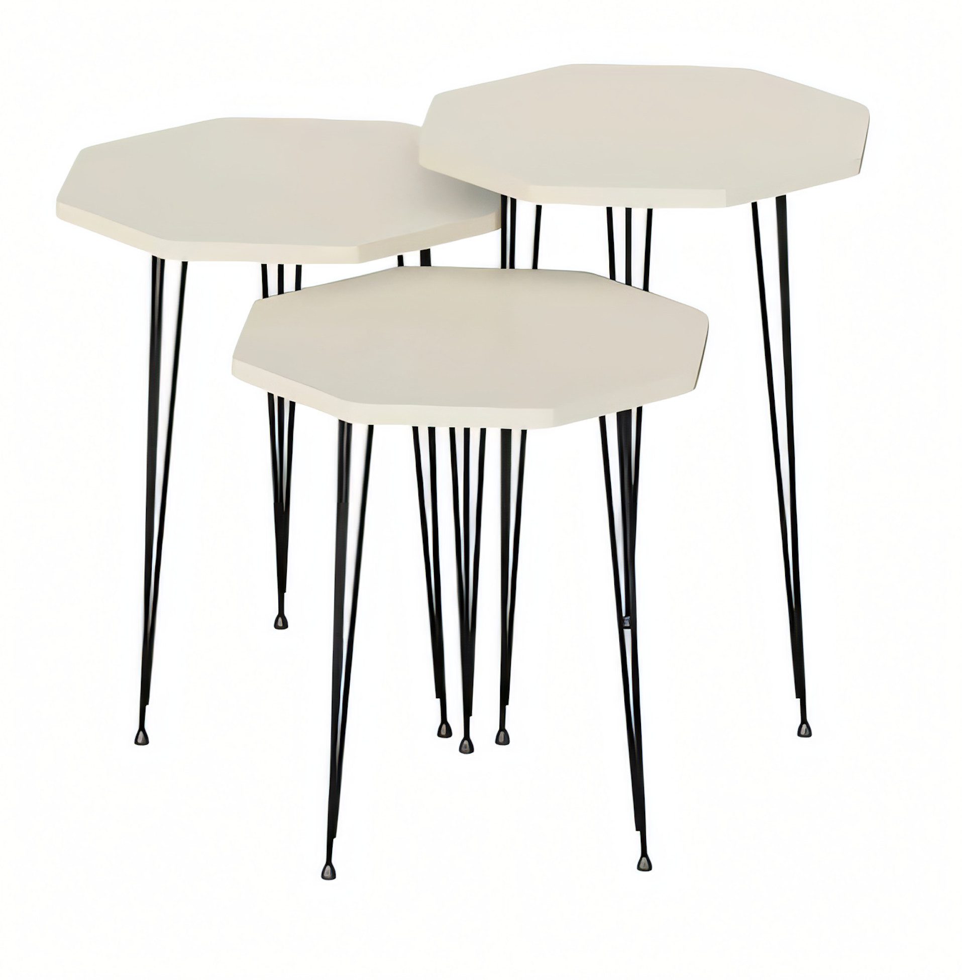 JVmoebel Couchtisch Elegantes Couchtisch-Set aus Holz und Metall in Weiß (Set, Couchtisch, Couchtisch 2, Couchtisch 3), Made in Europe