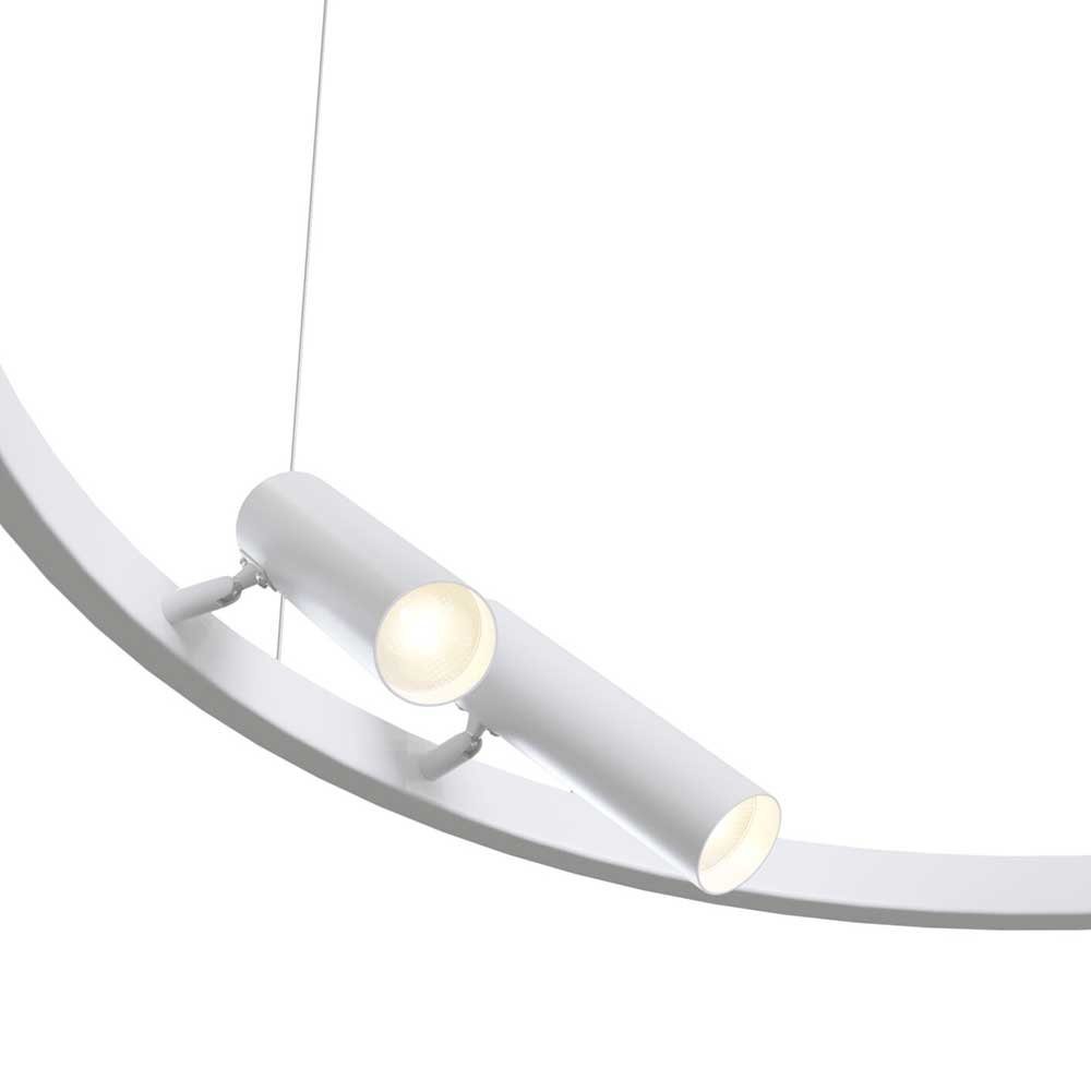 Licht-Trend Pendelleuchte LED-Hängeleuchte Neonu Ring mit 6 Spots Ø 100cm Weiß, Warmweiß