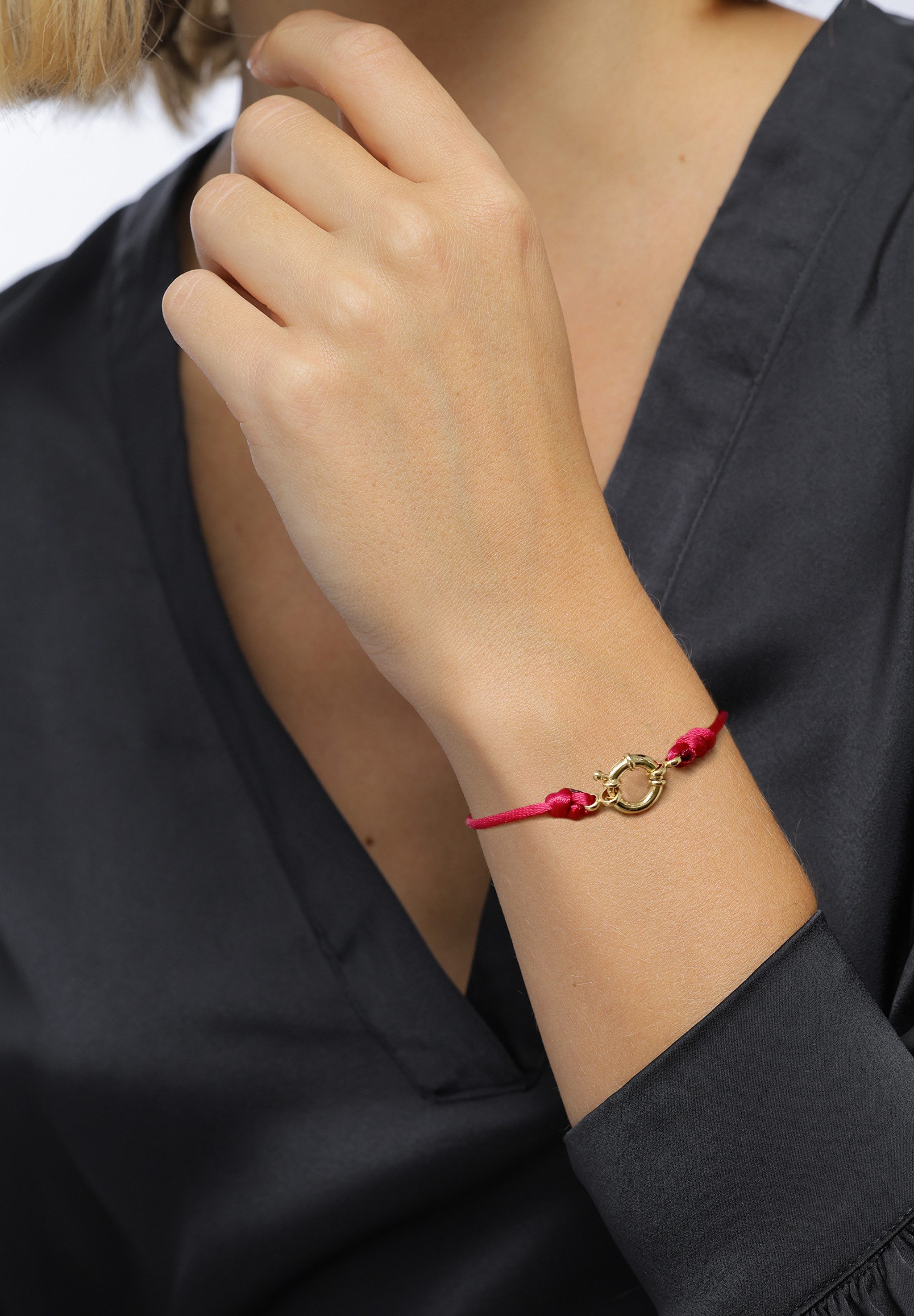 Elli Premium Armband Satin Federring 925 Sterling Silber vergoldet (kein Set, 1-tlg)
