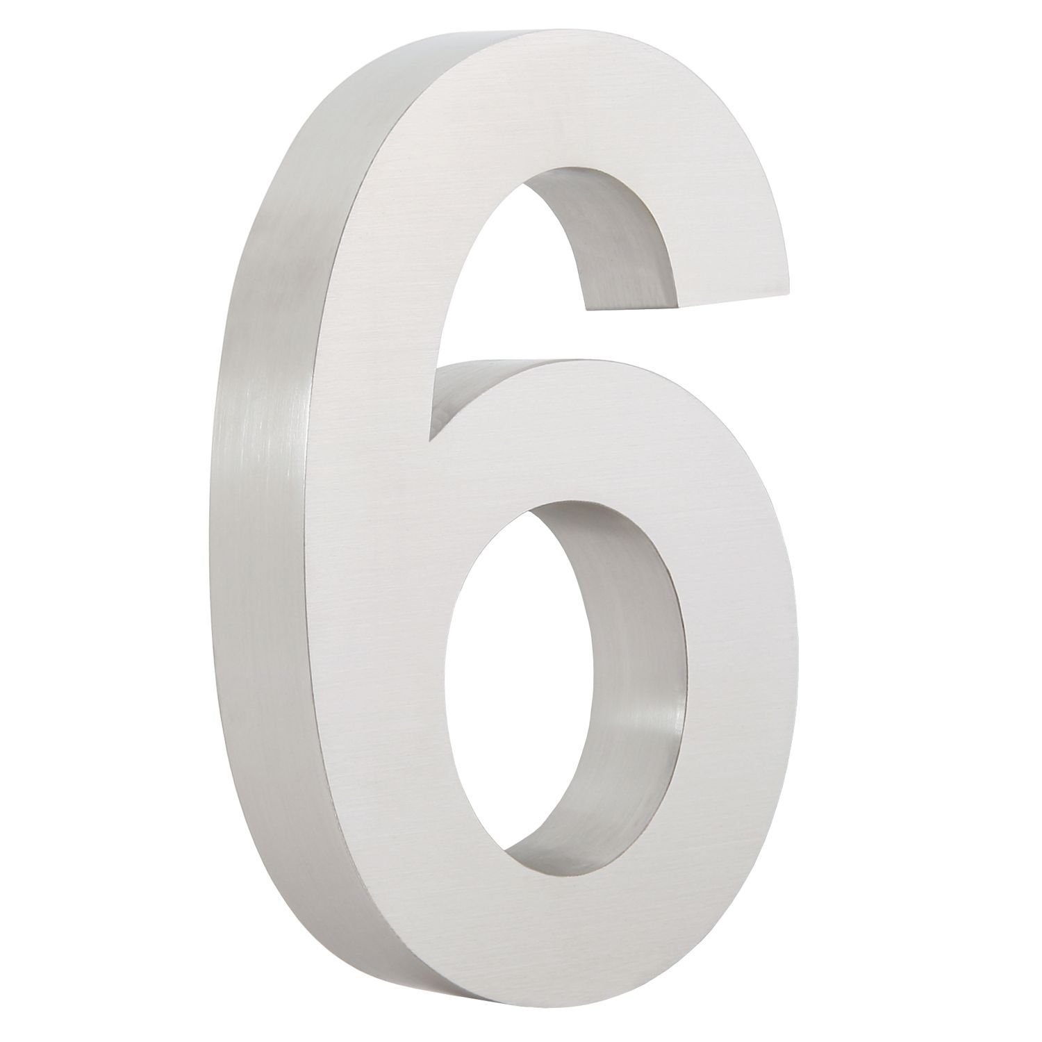 Zelsius Hausnummer Edelstahl Hausnummer „6“, 13 x 20 cm, silber