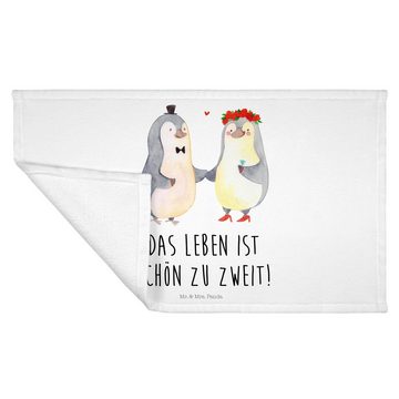 Mr. & Mrs. Panda Handtuch Pinguin Heirat - Weiß - Geschenk, Ehefrau, Hocheitstag, Reisehandtuch, (1-St), Bunt bedruckt