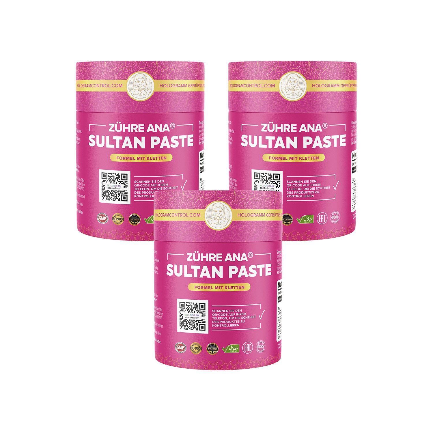 Zühre Ana® Sultanpaste – Paste mit Klettenwurzel, Mönchspfeffer und Schafgarbe Paste, 720 g, Sultanpaste–Natürliche Heilkräuter & Vitamin B12 Formel