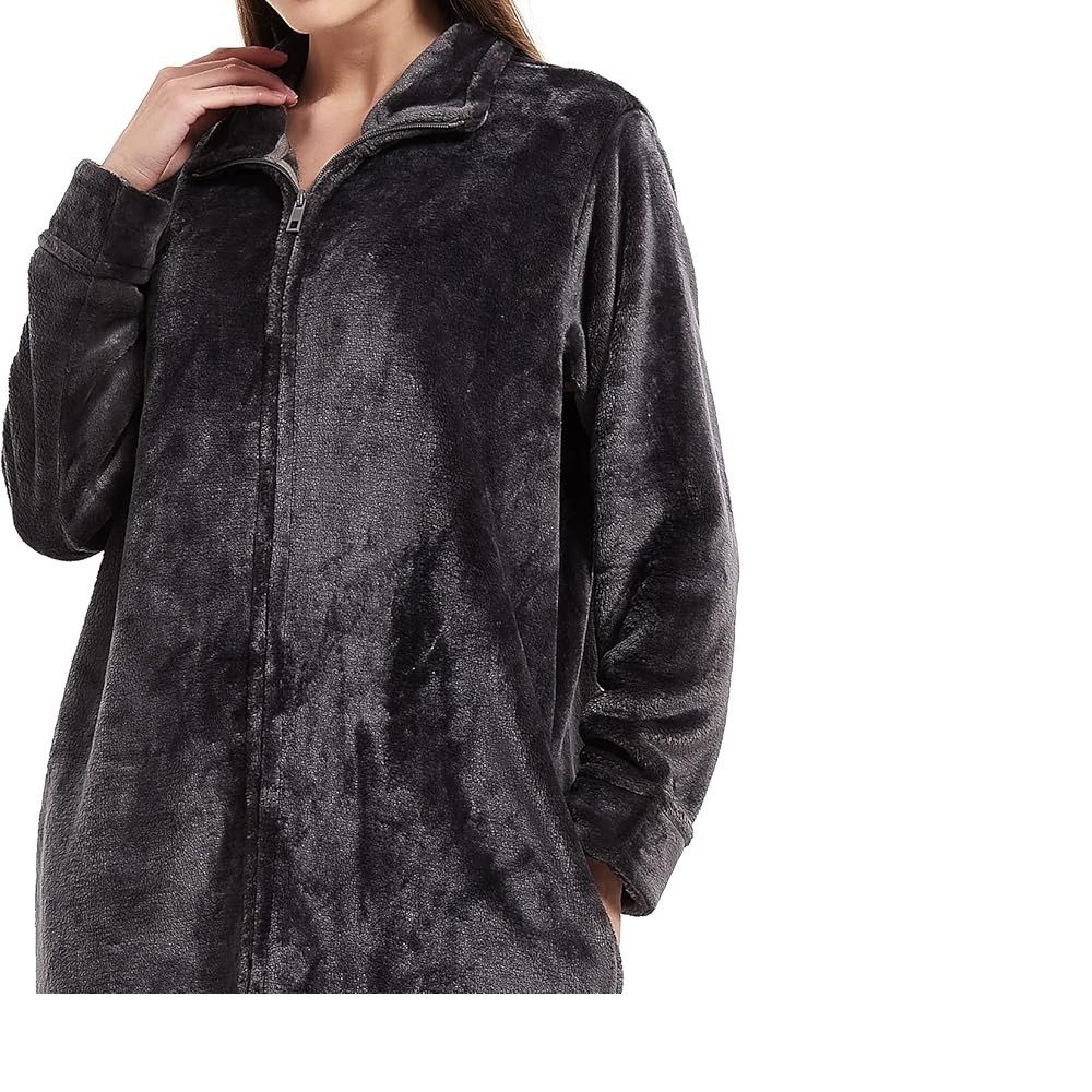 TSE Bademantel SEASHORE TREE Flanell Bademantel mit Frontreißverschluss Unisex