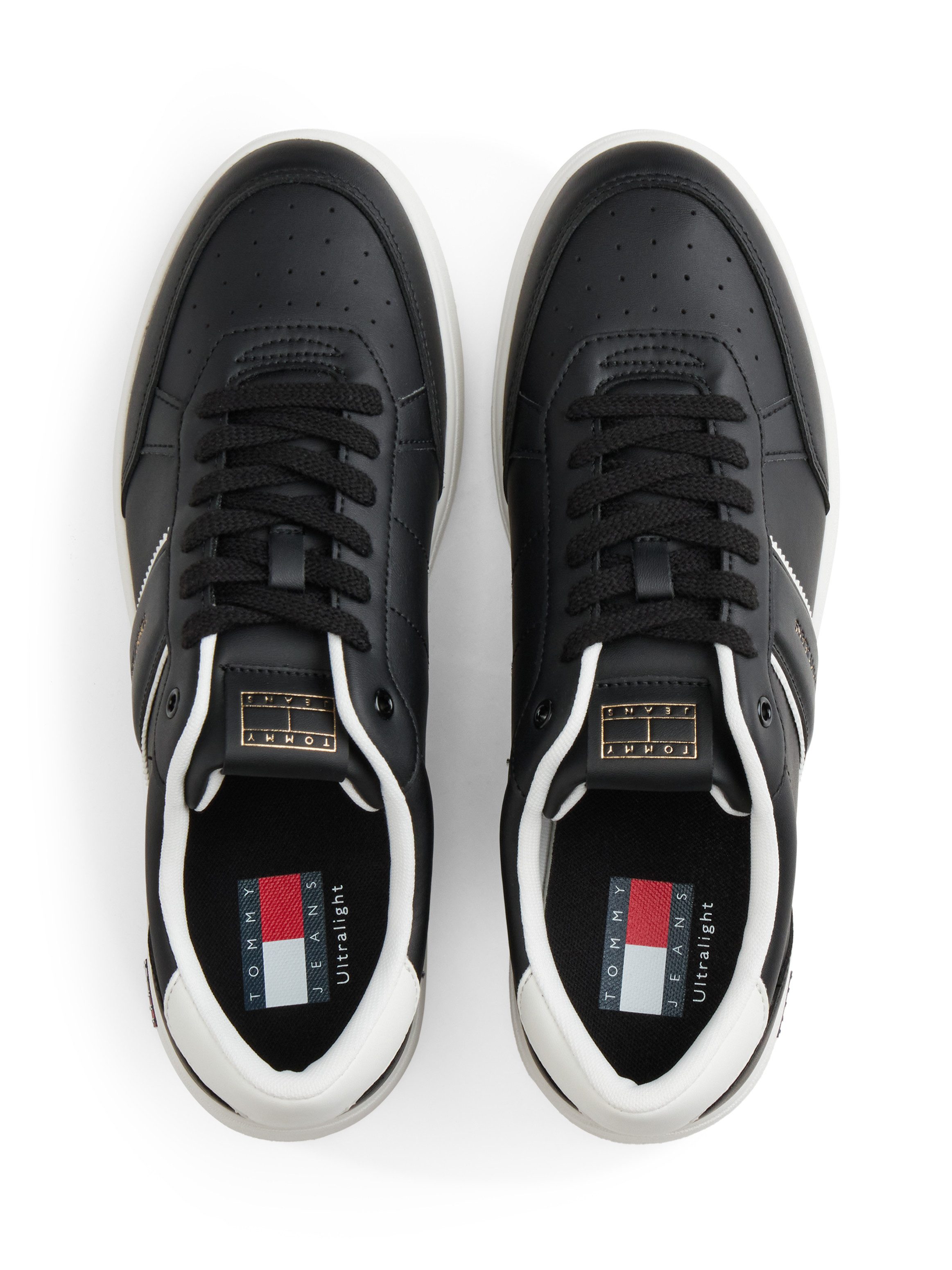 Tommy Jeans LIGHTWEIGHT FLAG LEATHER COURT Sneaker Freizeitschuh, Halbschuh, Schnürer mit Logoflagge im Plateau – Bild 5 von 5