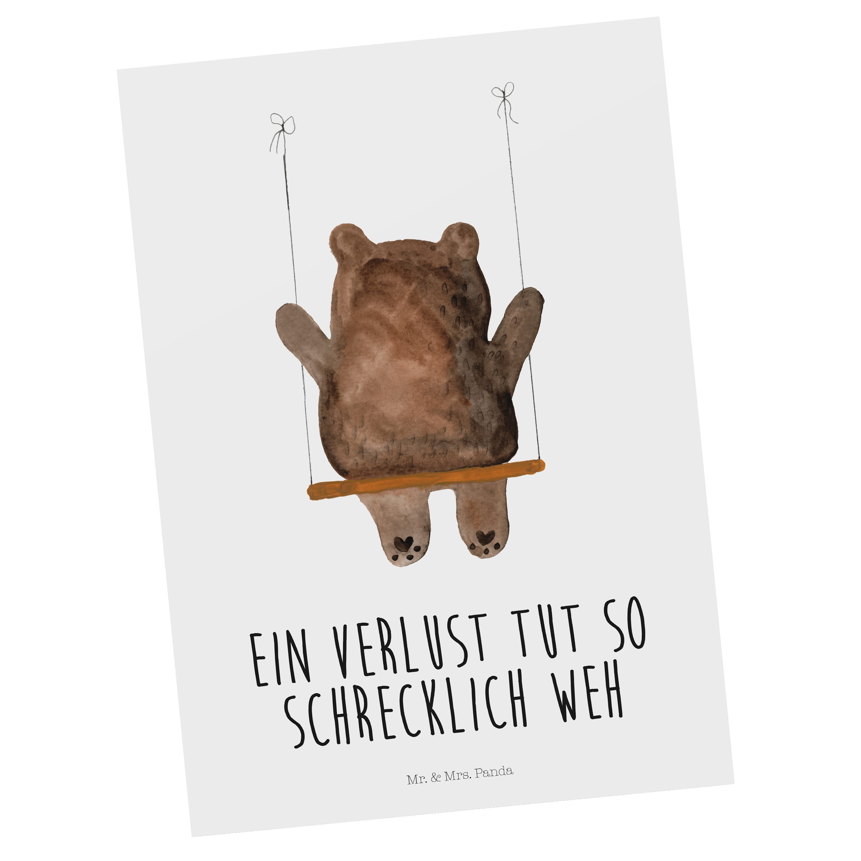 - Schaukel Karte, Mr. Einladungskarte, Teddy, Geschenk, Bär Weiß & Dankes - Postkarte Mrs. Panda