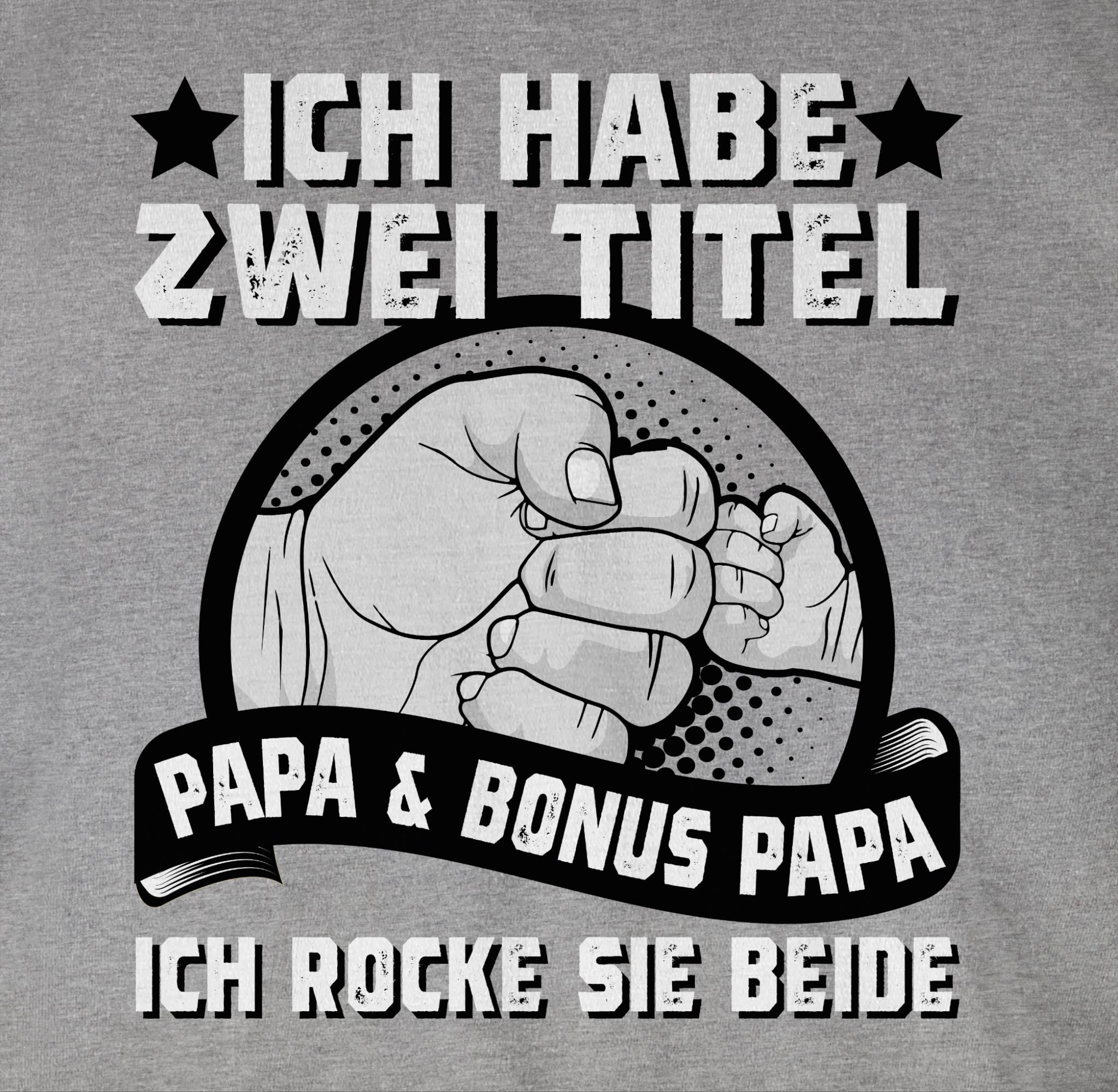 2 Titel zwei I Papa - und Papa für Vatertag Shirtracer Grau habe Papa Geschenk meliert Ich Stiefvater T-Shirt Bonus