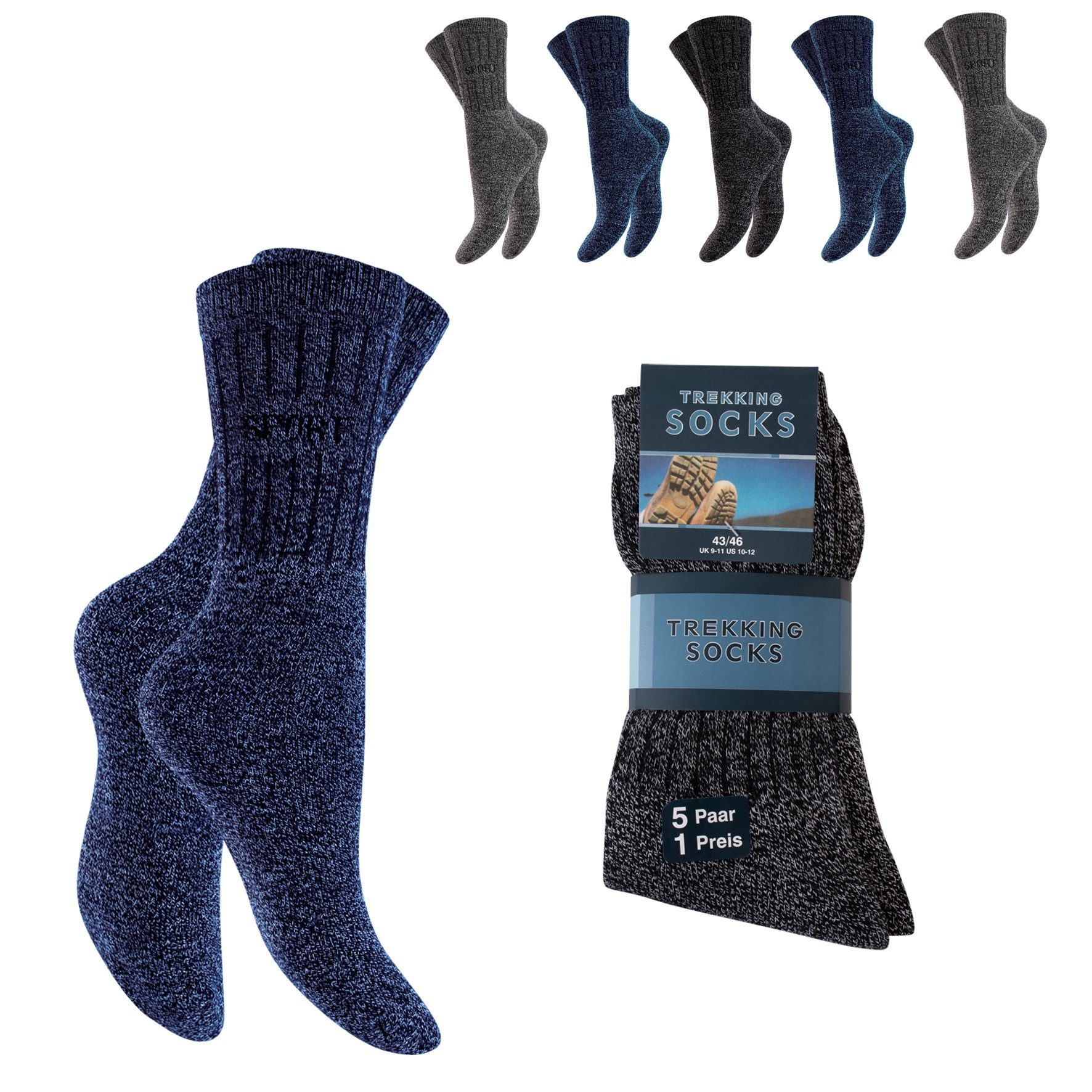 cwonlineshop Trekkingsocken 39-42 83432 / 43-46 Wandersocken Premium-Qualität Arbeitssocken 10-Paar) A (Set,