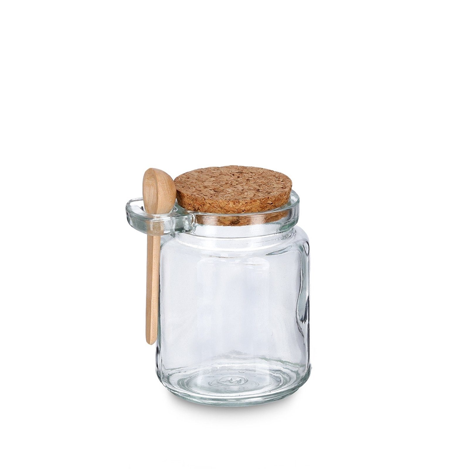 Neuetischkultur Vorratsglas Vorratsglas m. Löffel Korkdeckel, Glas, Holz, Kork, (1-tlg), Glas mit Löffel Vorratsbehälter