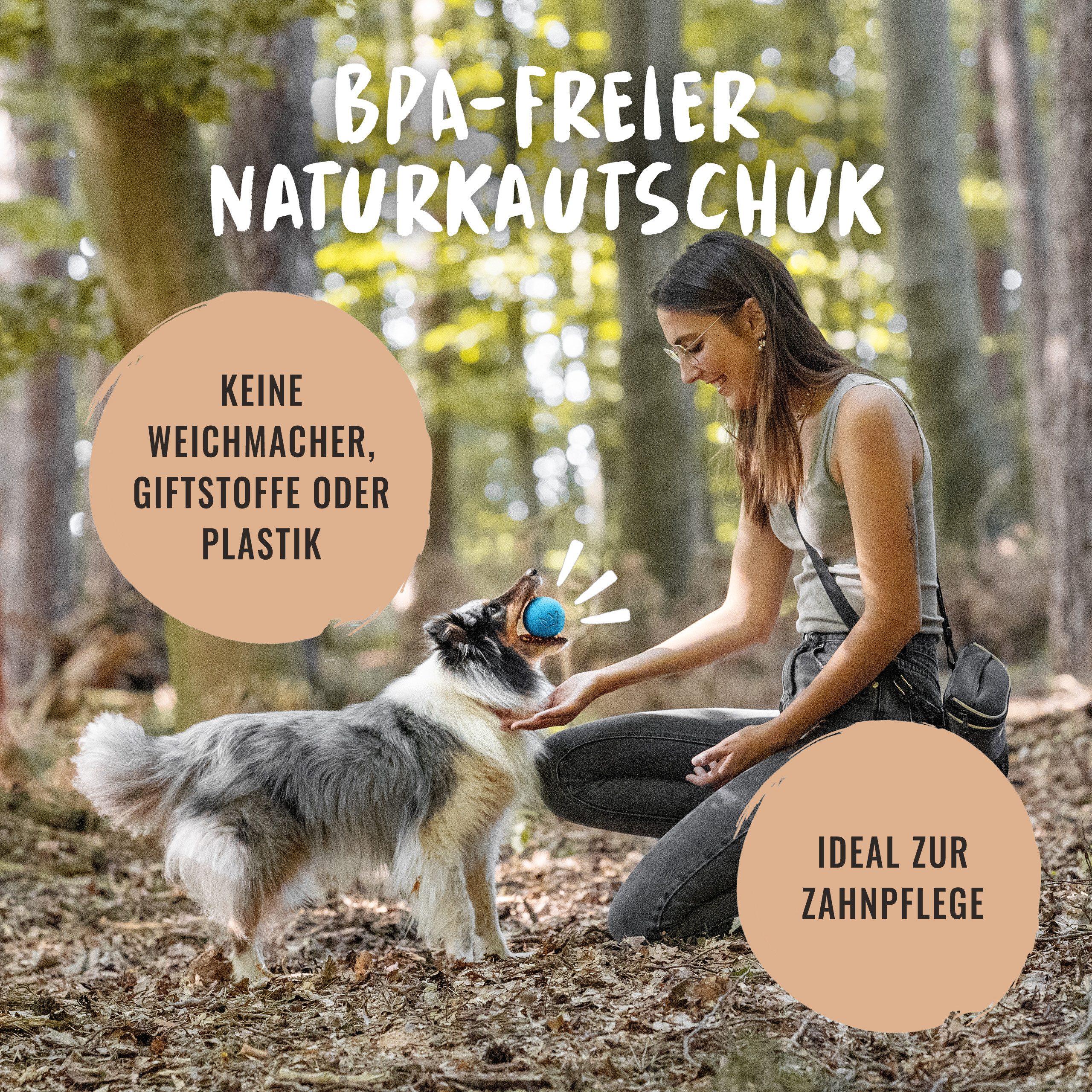 Rudelkönig Tierball Hundeball aus Naturkautschuk, Robustes Hundespielzeug, Naturkautschuk, (1-tlg) Nahezu unzerstörbares Hundespielzeug, Ball mit 6,5cm Ø