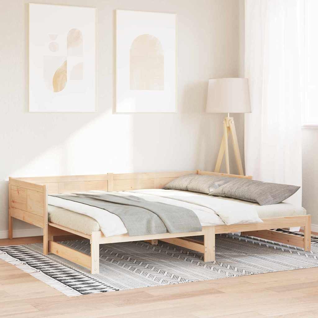 vidaXL Bett Ausziehbares Tagesbett Natur 203,5 x 184 x 56,5 cm (1-tlg)
